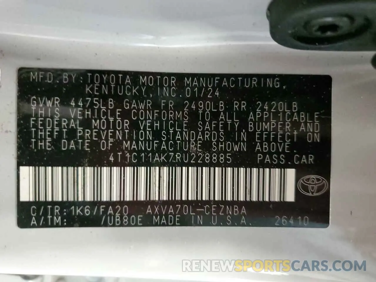 13 Photograph of a damaged car 4T1C11AK7RU228885 TOYOTA CAMRY 2024