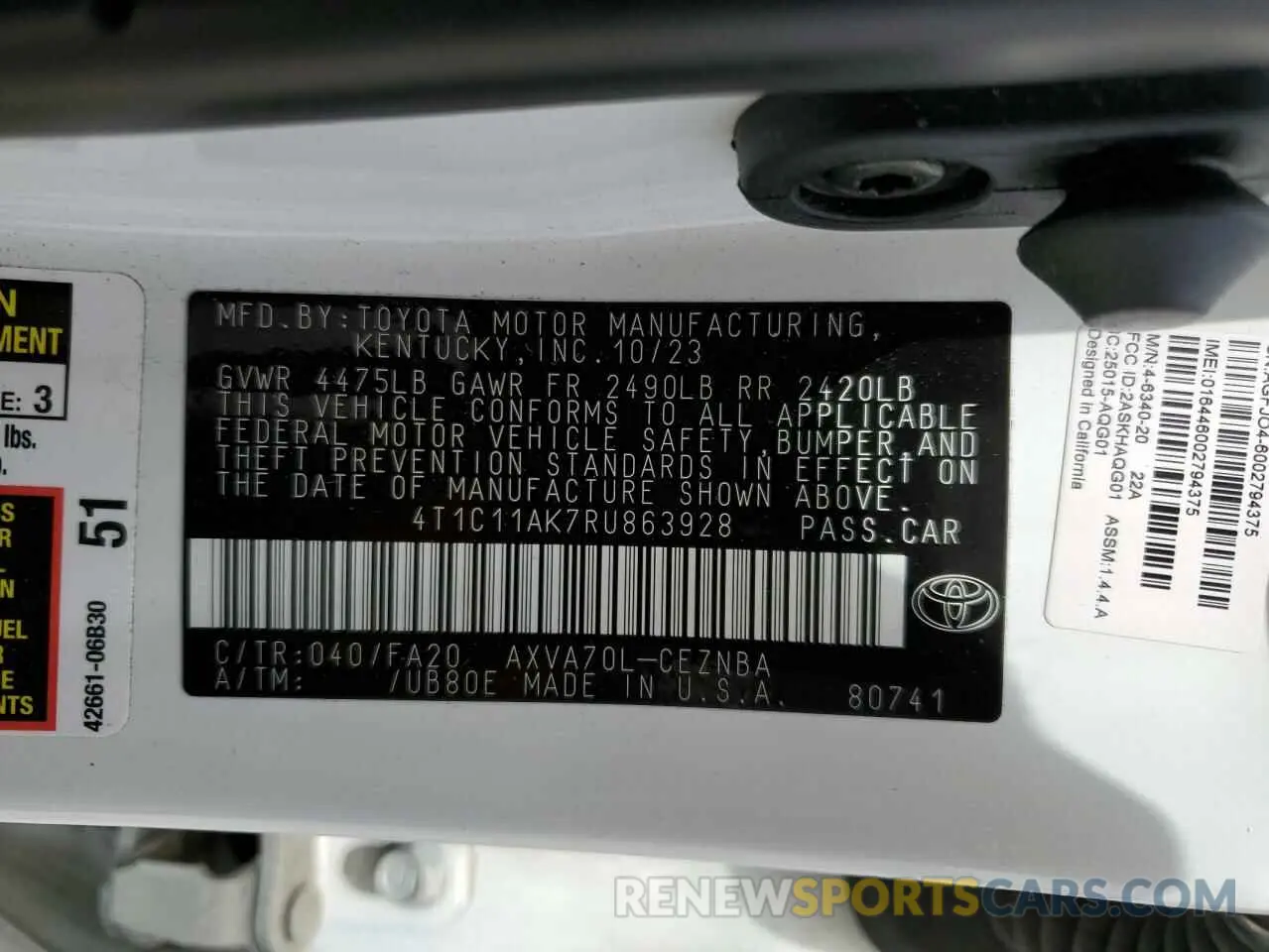 12 Фотография поврежденного автомобиля 4T1C11AK7RU863928 TOYOTA CAMRY 2024