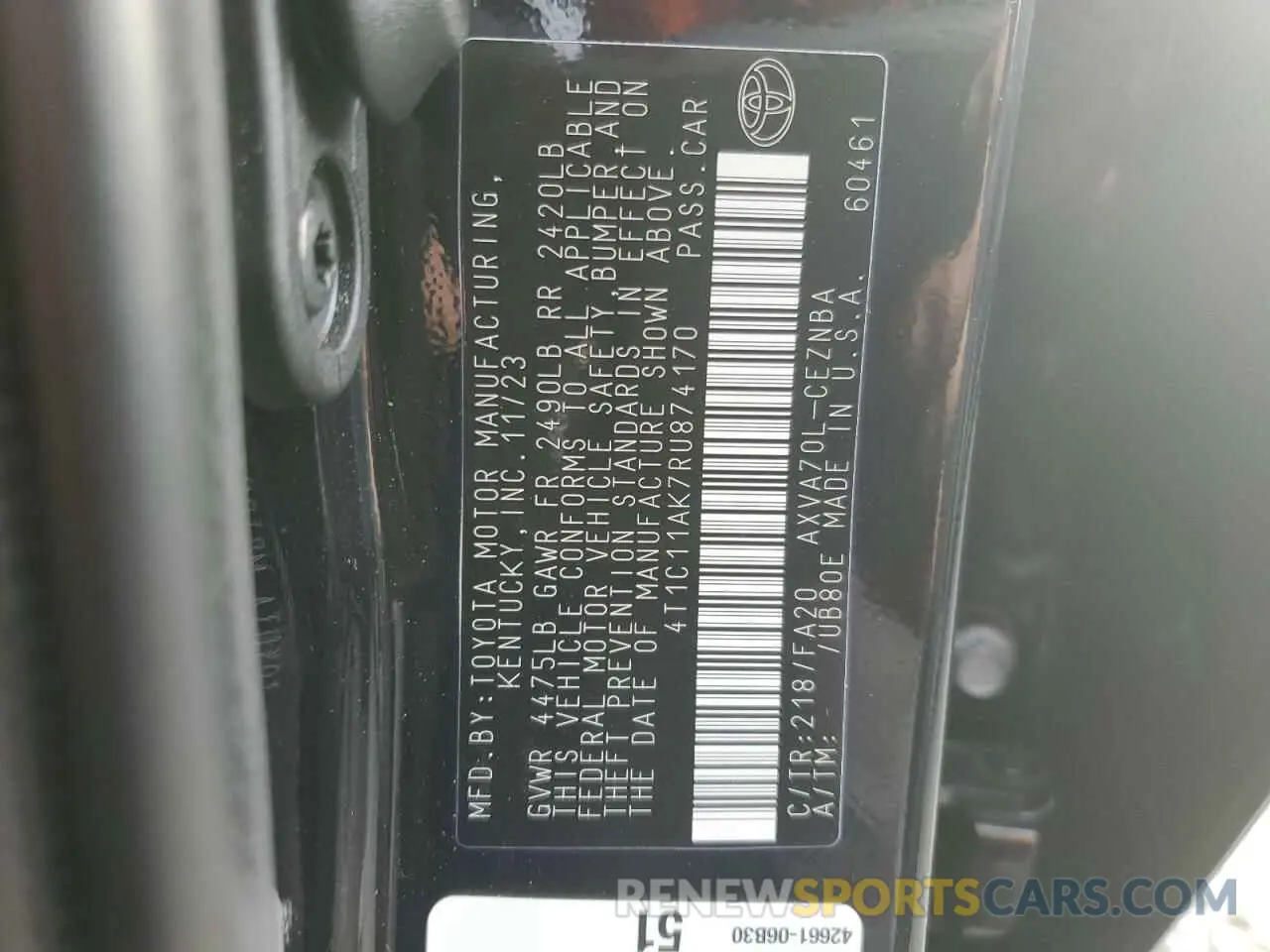 12 Фотография поврежденного автомобиля 4T1C11AK7RU874170 TOYOTA CAMRY 2024