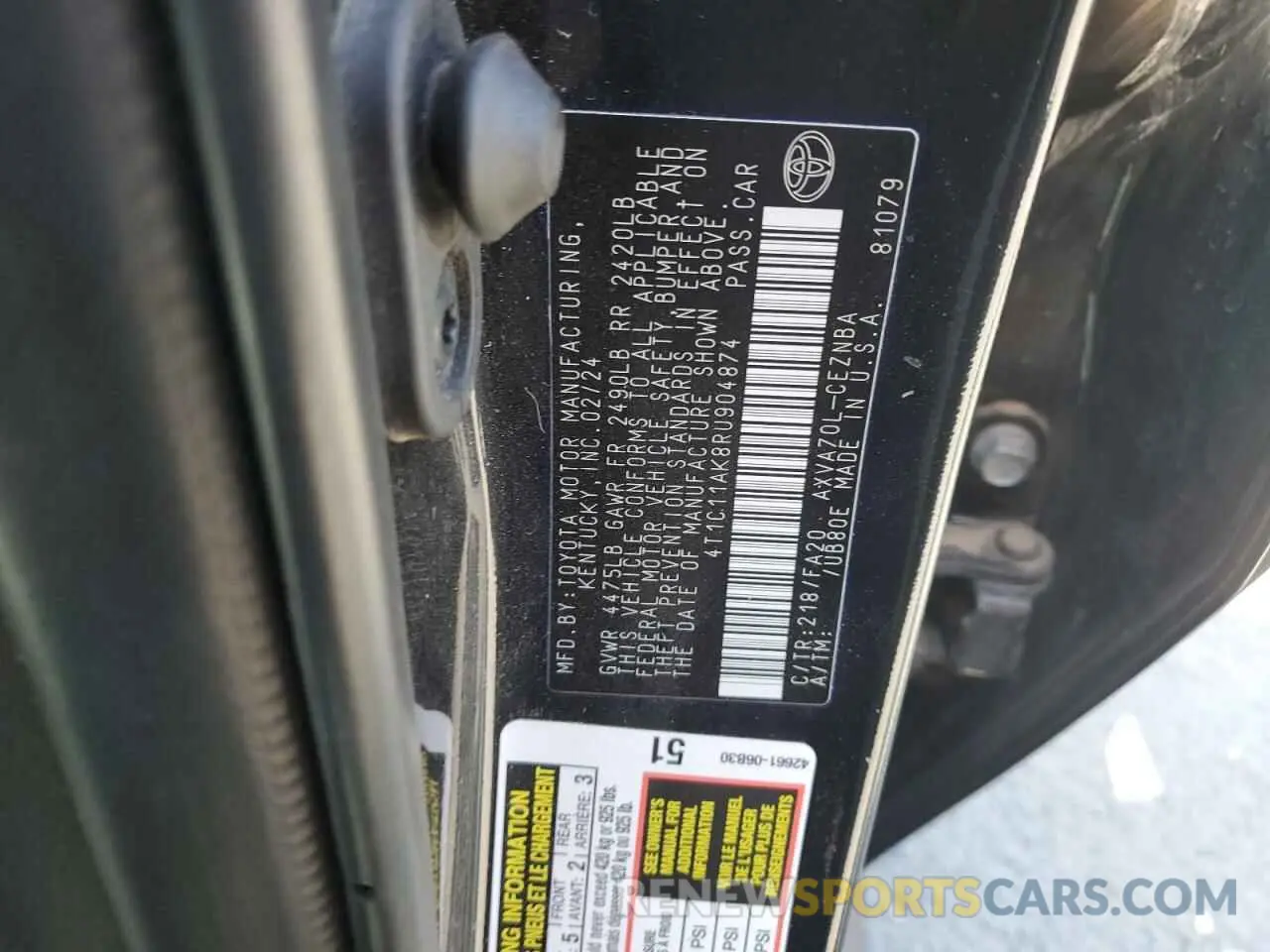 13 Photograph of a damaged car 4T1C11AK8RU904874 TOYOTA CAMRY 2024