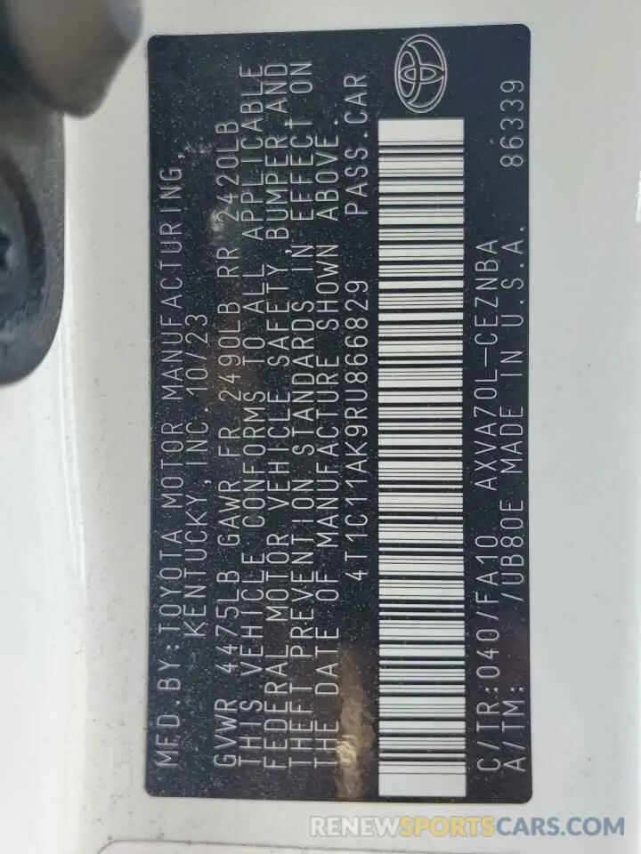12 Photograph of a damaged car 4T1C11AK9RU866829 TOYOTA CAMRY 2024