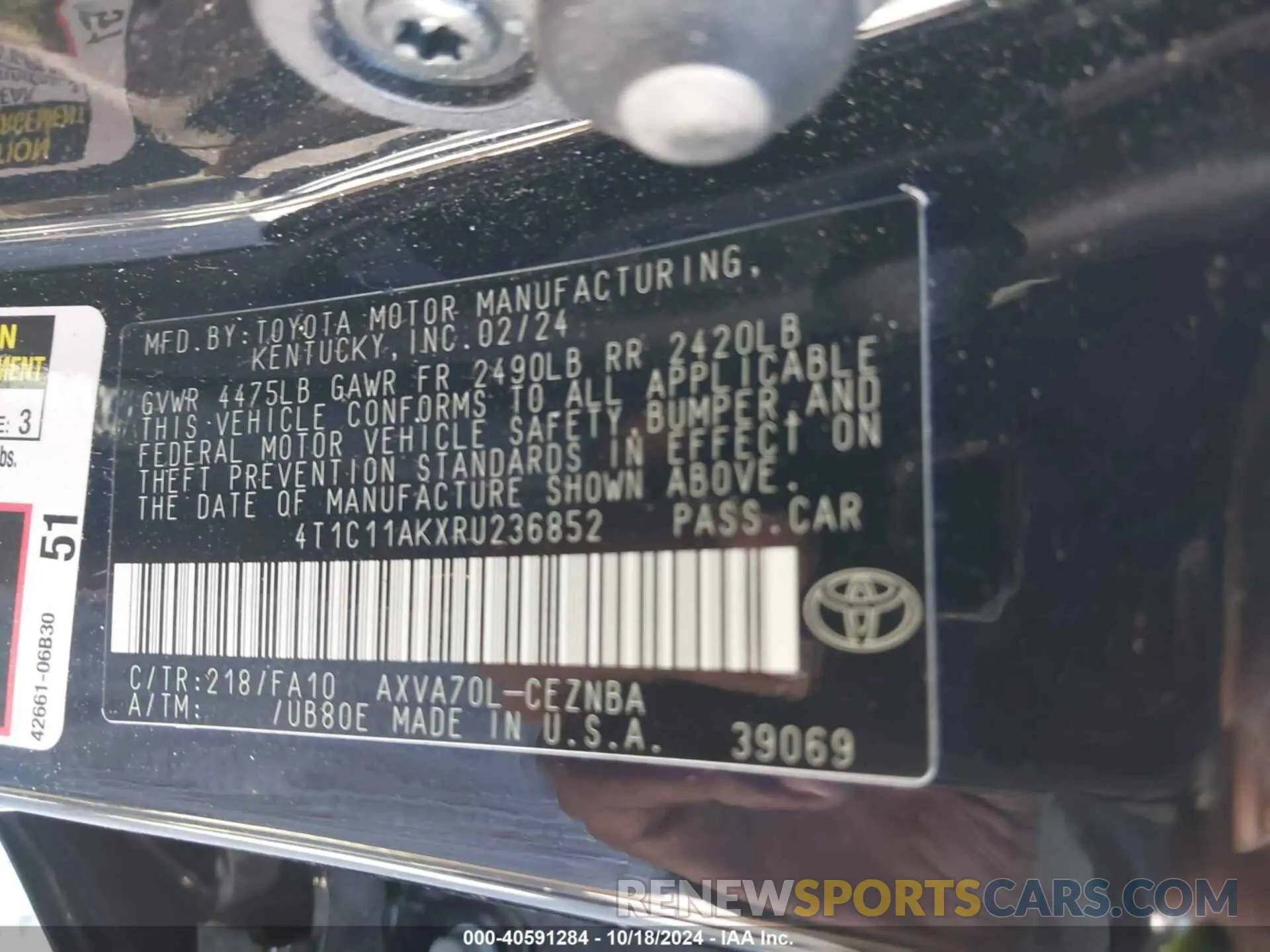 9 Photograph of a damaged car 4T1C11AKXRU236852 TOYOTA CAMRY 2024