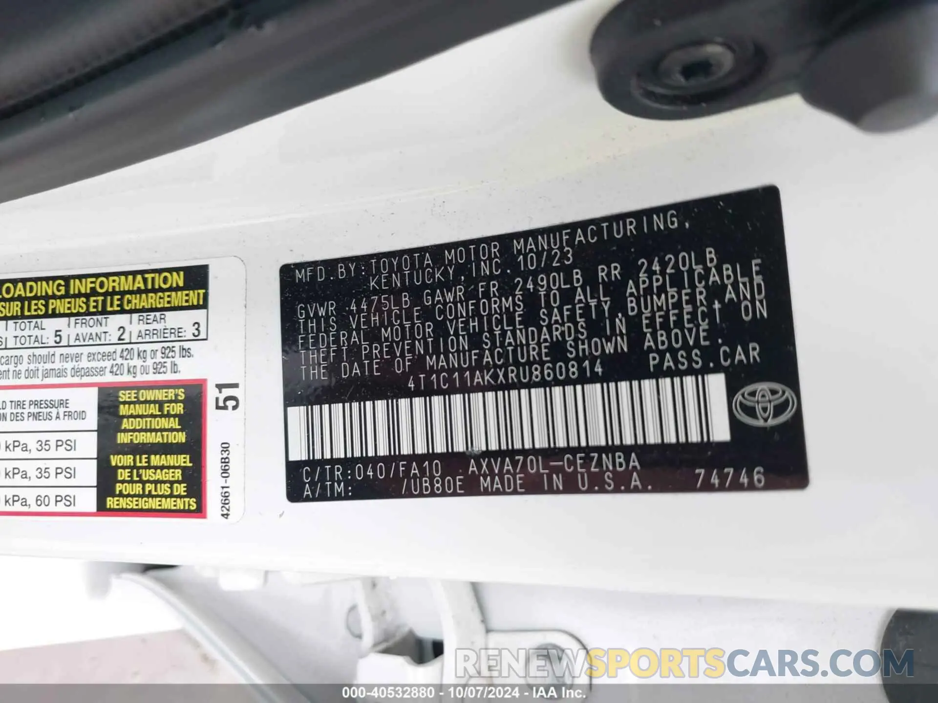 9 Photograph of a damaged car 4T1C11AKXRU860814 TOYOTA CAMRY 2024