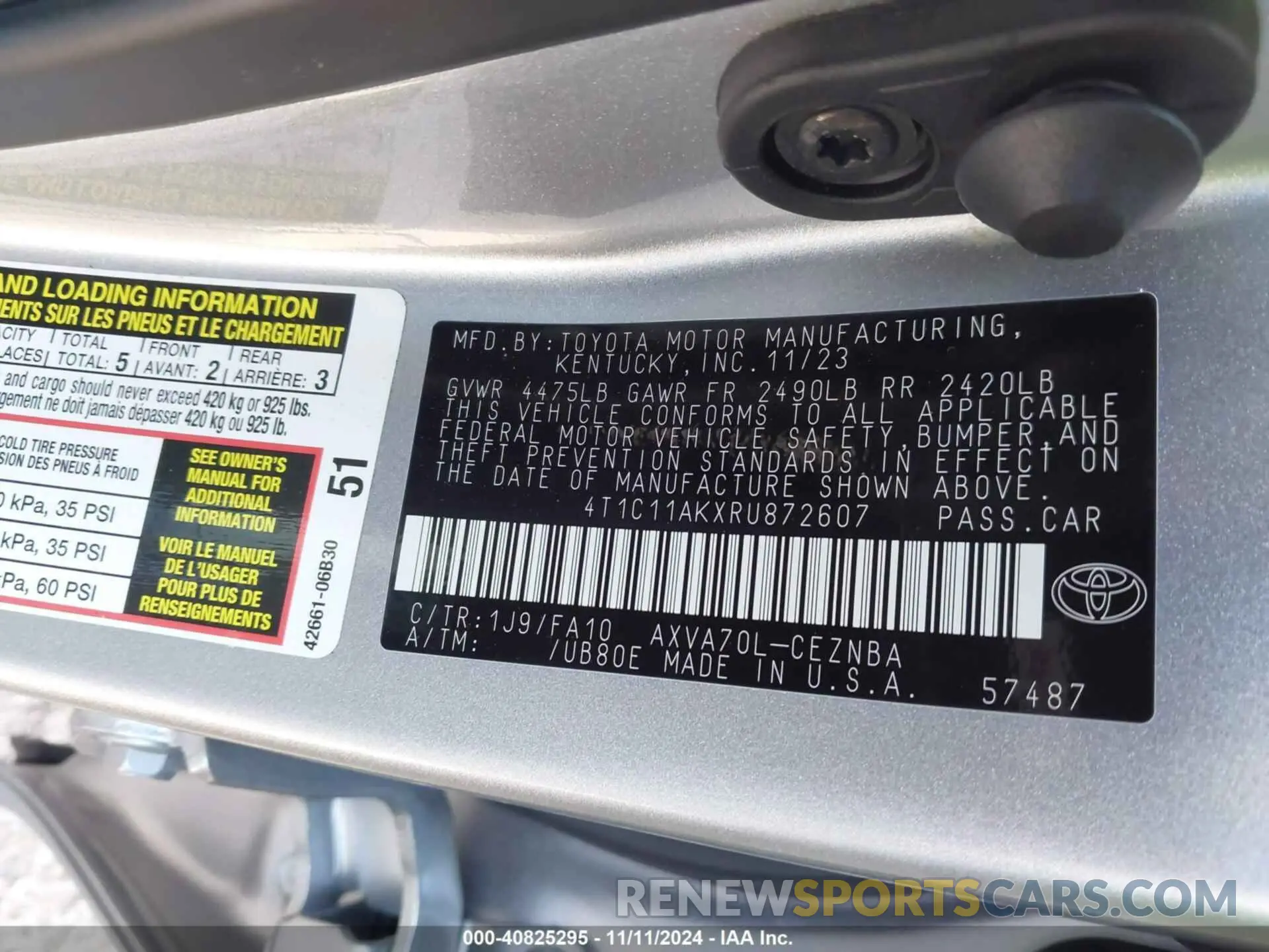 9 Фотография поврежденного автомобиля 4T1C11AKXRU872607 TOYOTA CAMRY 2024
