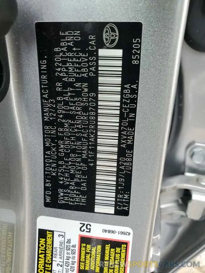 12 Фотография поврежденного автомобиля 4T1F11AK2RU887079 TOYOTA CAMRY 2024
