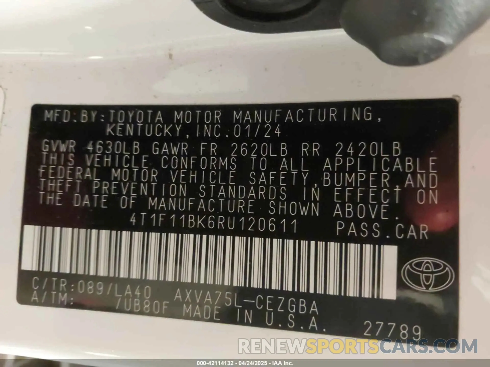 9 Photograph of a damaged car 4T1F11BK6RU120611 TOYOTA CAMRY 2024