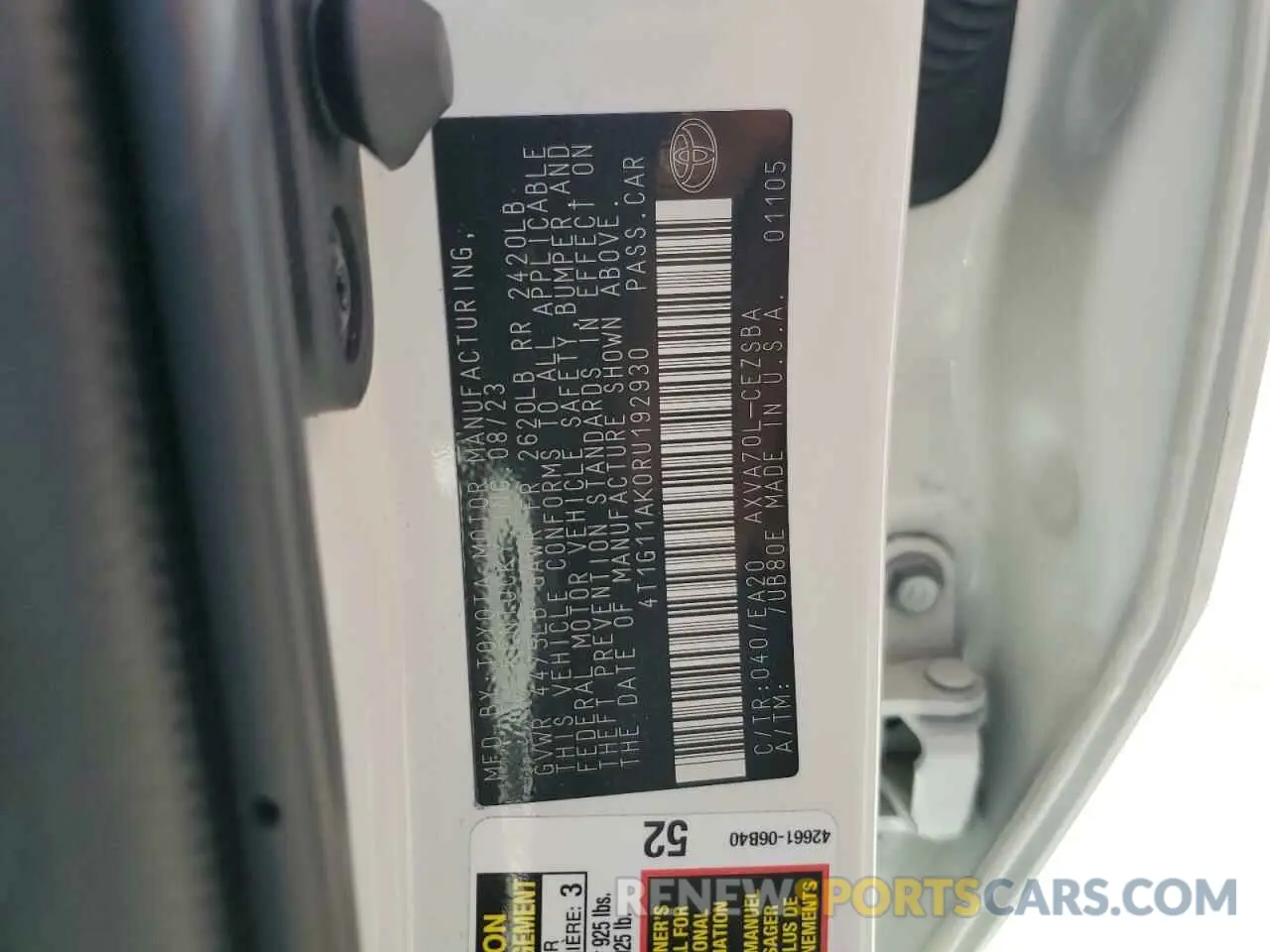 12 Photograph of a damaged car 4T1G11AK0RU192930 TOYOTA CAMRY 2024