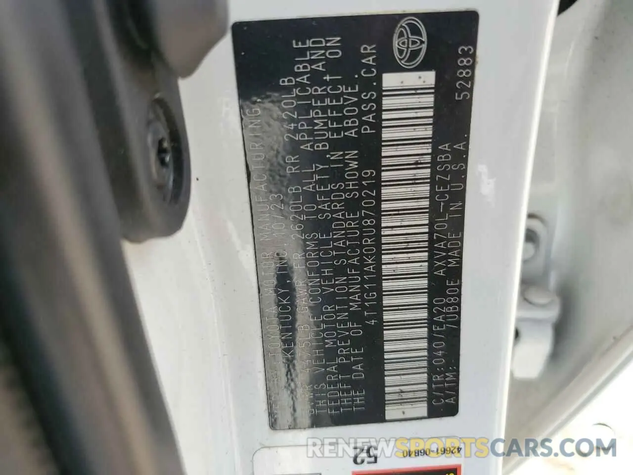 12 Фотография поврежденного автомобиля 4T1G11AK0RU870219 TOYOTA CAMRY 2024