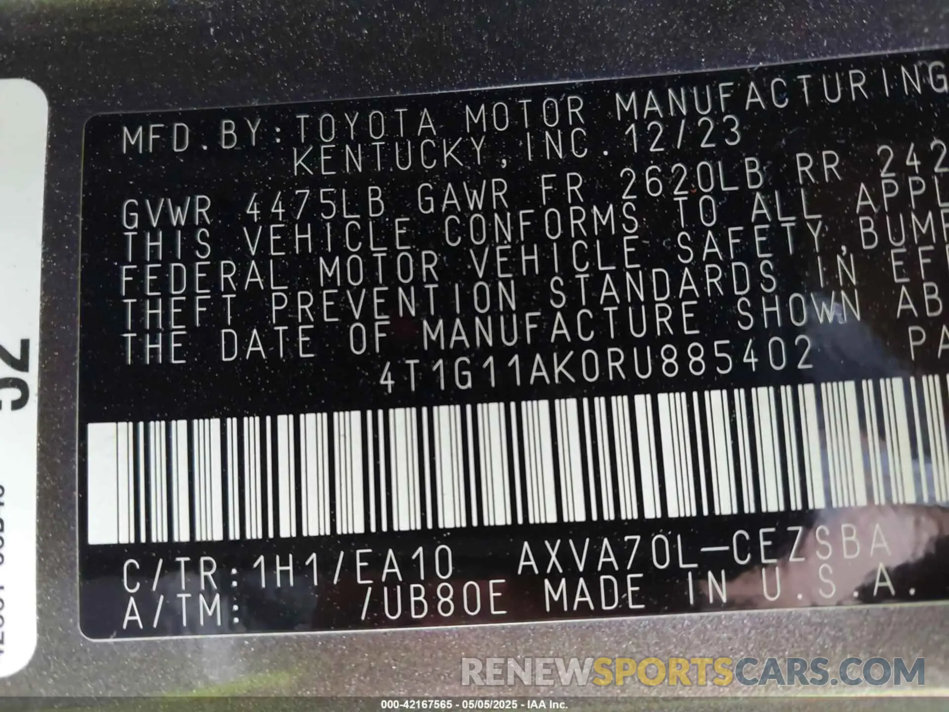 9 Photograph of a damaged car 4T1G11AK0RU885402 TOYOTA CAMRY 2024