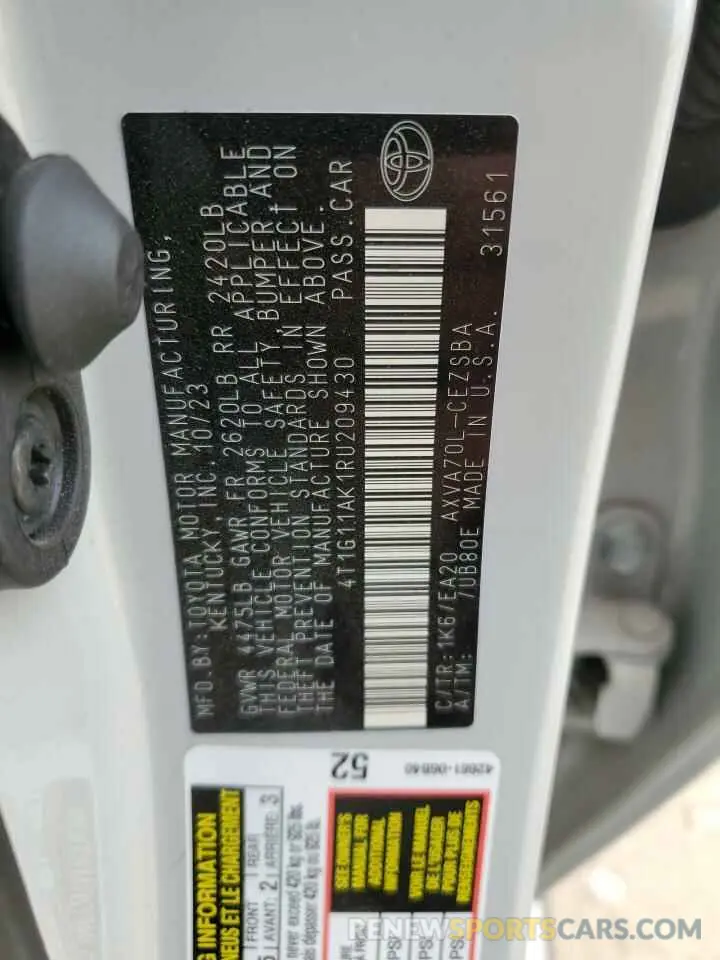 12 Фотография поврежденного автомобиля 4T1G11AK1RU209430 TOYOTA CAMRY 2024
