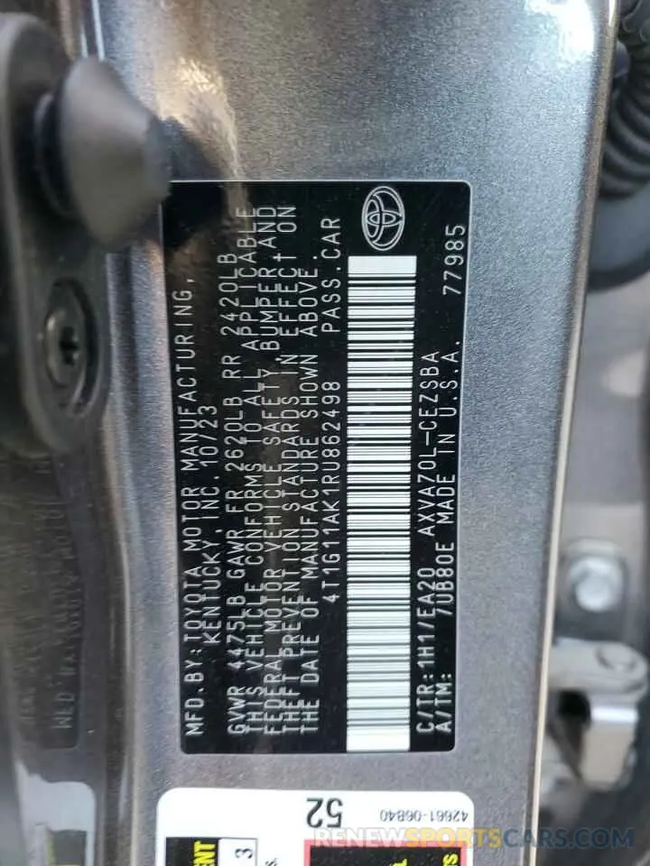 12 Photograph of a damaged car 4T1G11AK1RU862498 TOYOTA CAMRY 2024