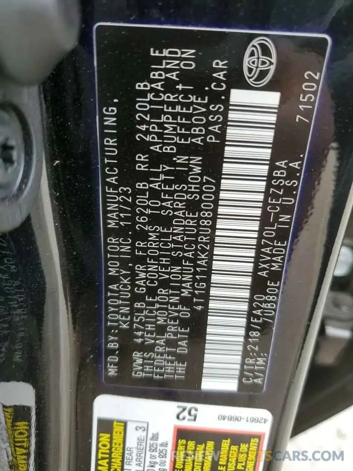 12 Фотография поврежденного автомобиля 4T1G11AK2RU880007 TOYOTA CAMRY 2024