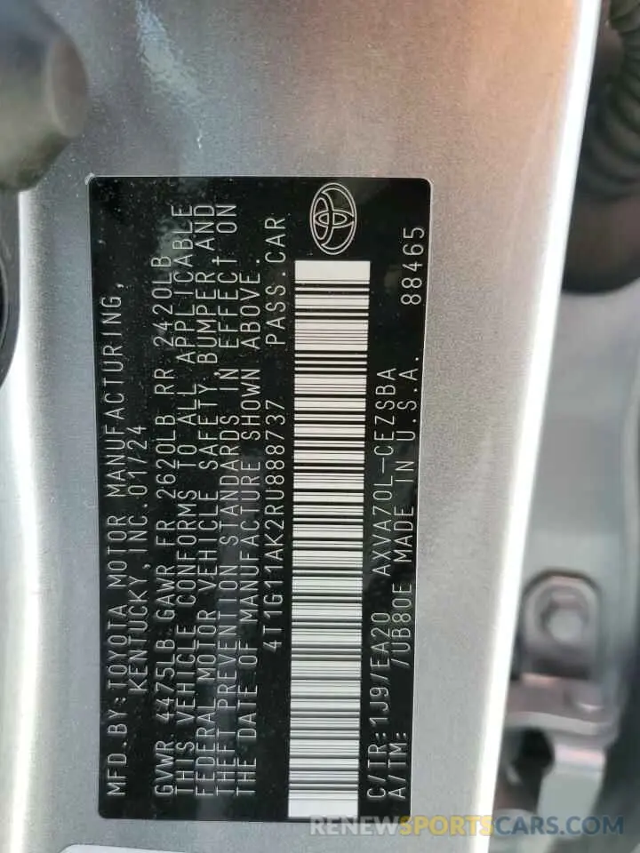 12 Photograph of a damaged car 4T1G11AK2RU888737 TOYOTA CAMRY 2024