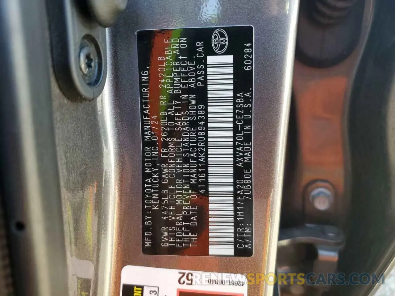 12 Photograph of a damaged car 4T1G11AK2RU894389 TOYOTA CAMRY 2024