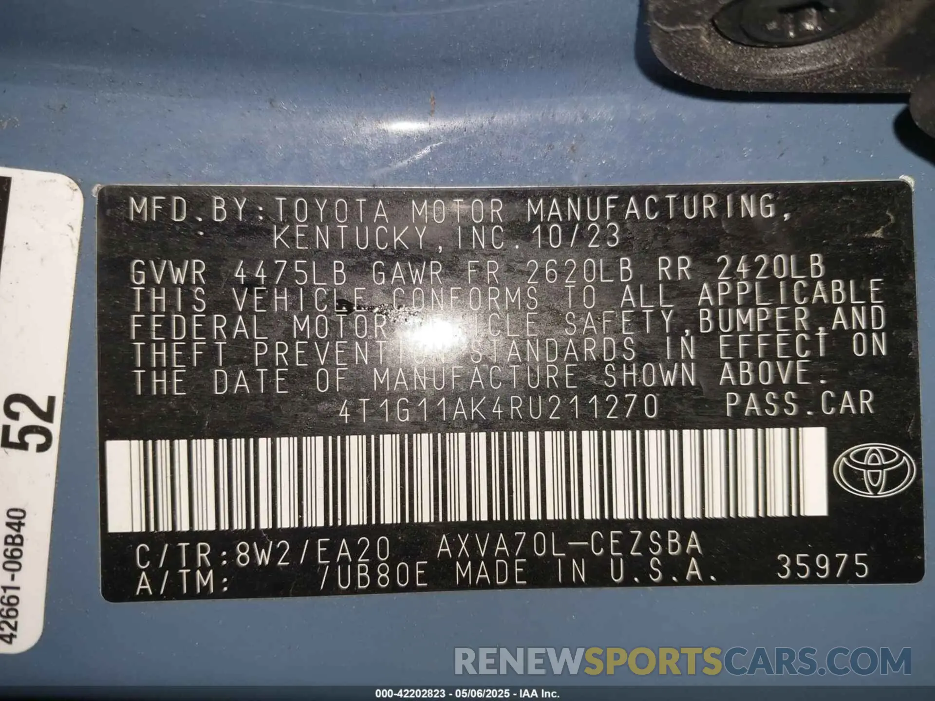 9 Фотография поврежденного автомобиля 4T1G11AK4RU211270 TOYOTA CAMRY 2024