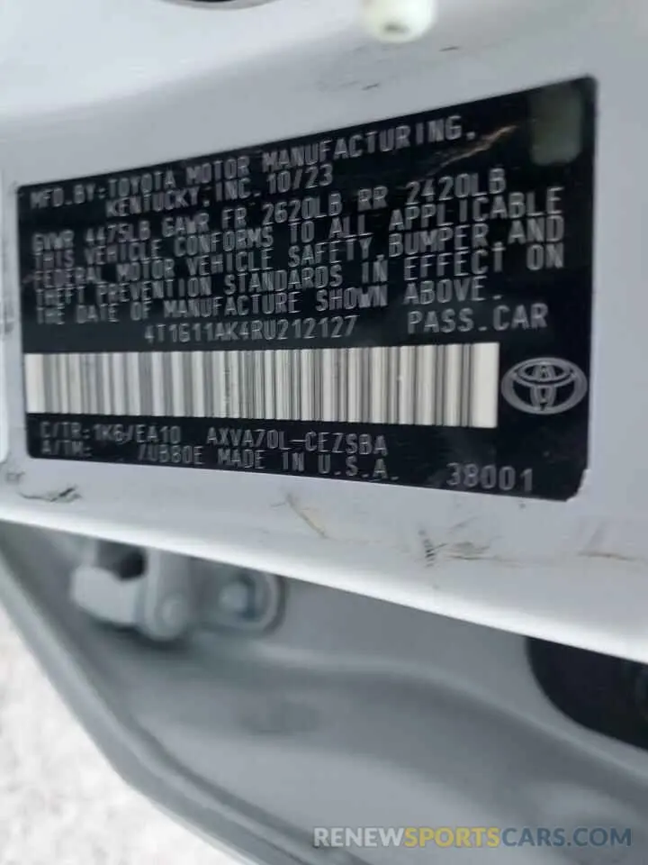 13 Photograph of a damaged car 4T1G11AK4RU212127 TOYOTA CAMRY 2024