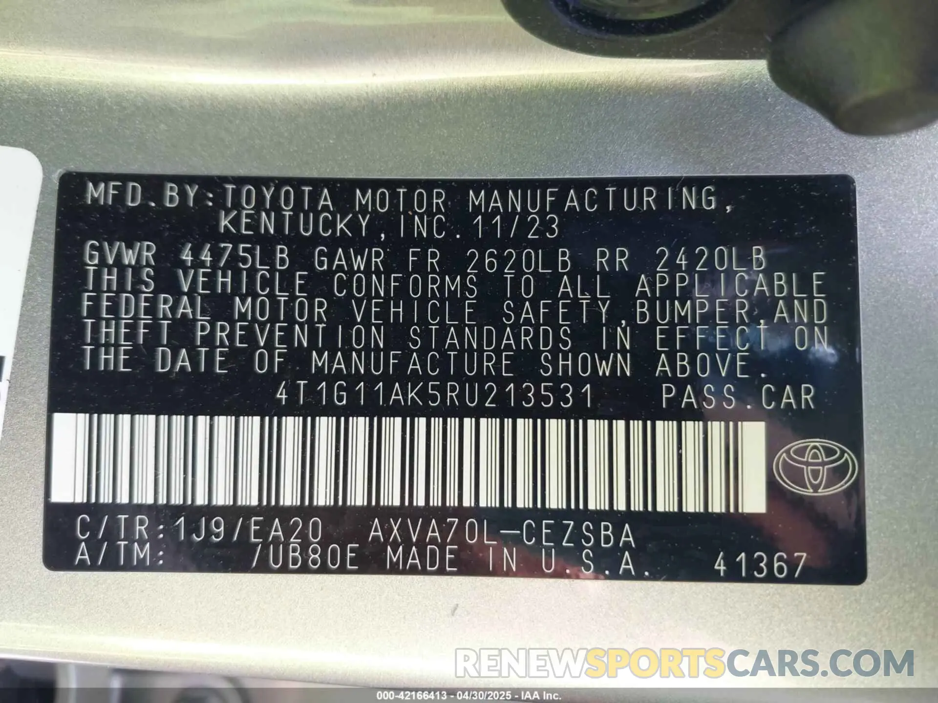9 Photograph of a damaged car 4T1G11AK5RU213531 TOYOTA CAMRY 2024