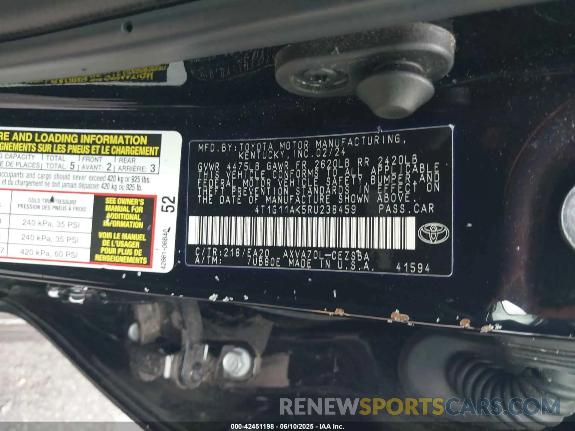 9 Photograph of a damaged car 4T1G11AK5RU238459 TOYOTA CAMRY 2024