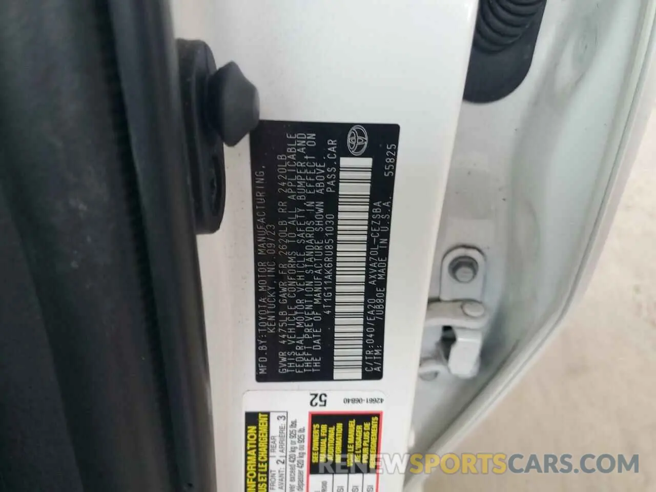 12 Photograph of a damaged car 4T1G11AK6RU851030 TOYOTA CAMRY 2024