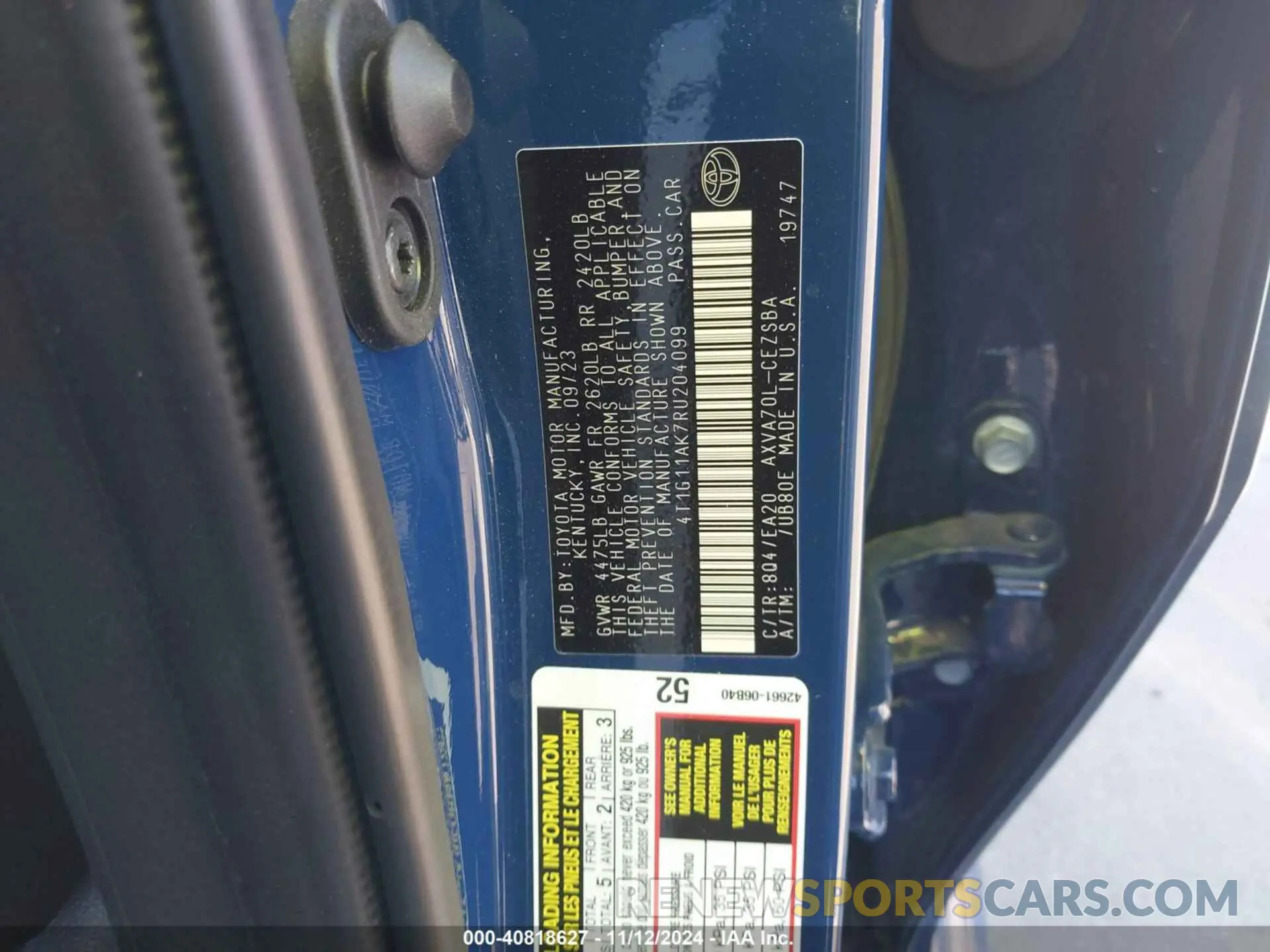 9 Photograph of a damaged car 4T1G11AK7RU204099 TOYOTA CAMRY 2024