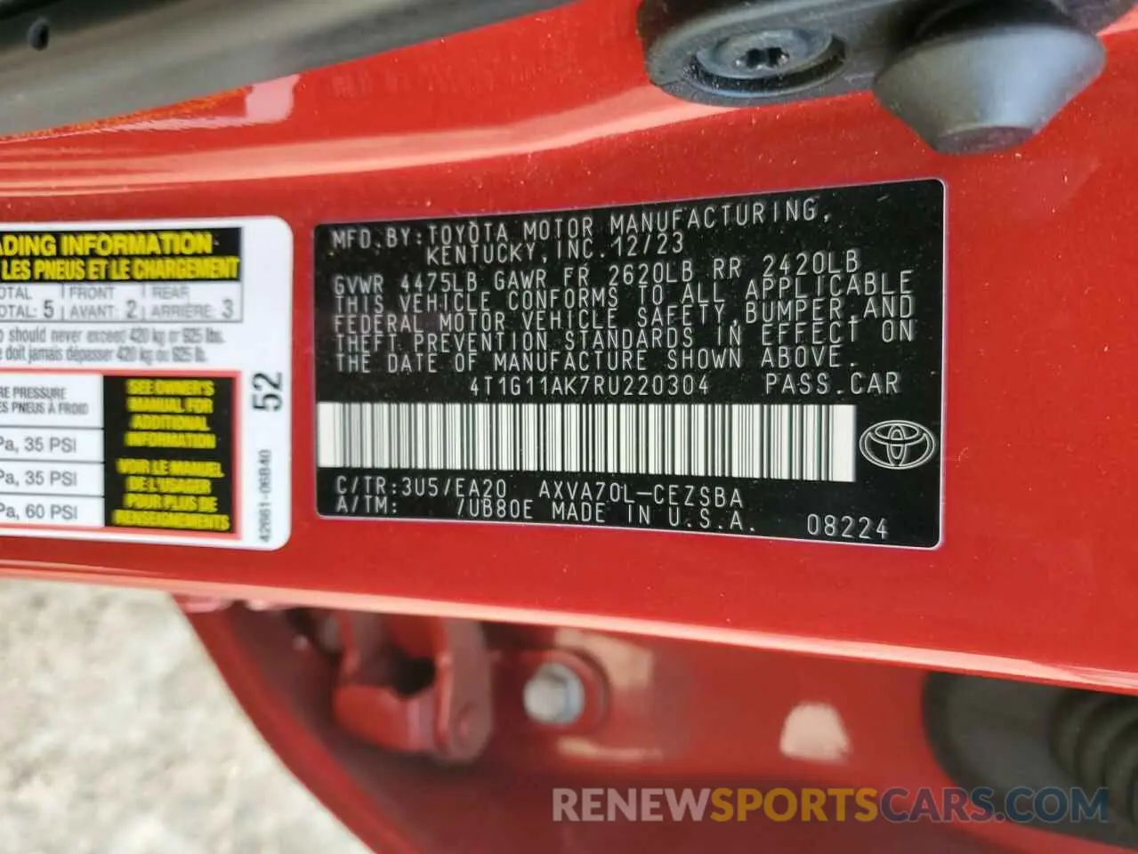 12 Фотография поврежденного автомобиля 4T1G11AK7RU220304 TOYOTA CAMRY 2024