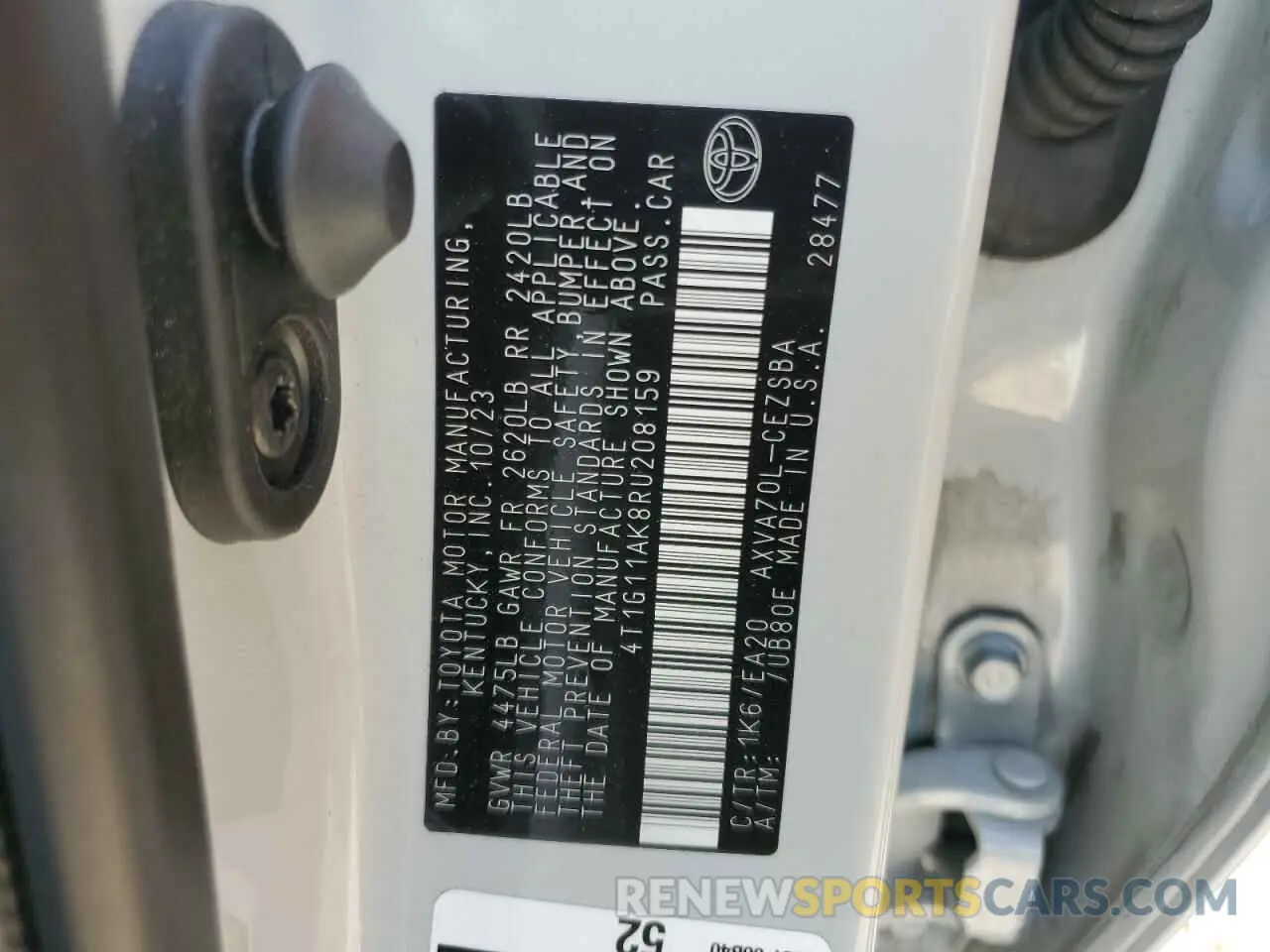 12 Photograph of a damaged car 4T1G11AK8RU208159 TOYOTA CAMRY 2024