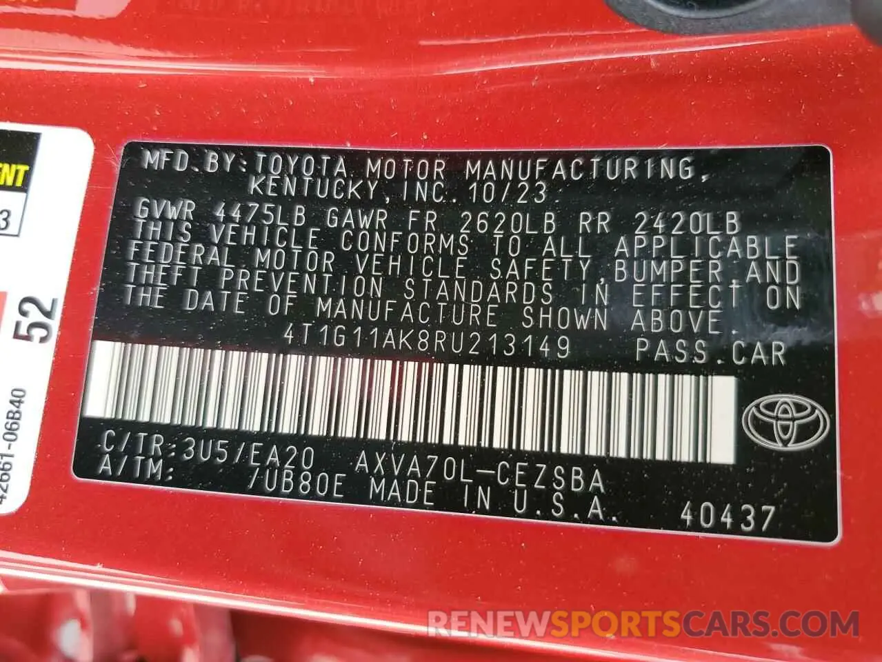 12 Фотография поврежденного автомобиля 4T1G11AK8RU213149 TOYOTA CAMRY 2024