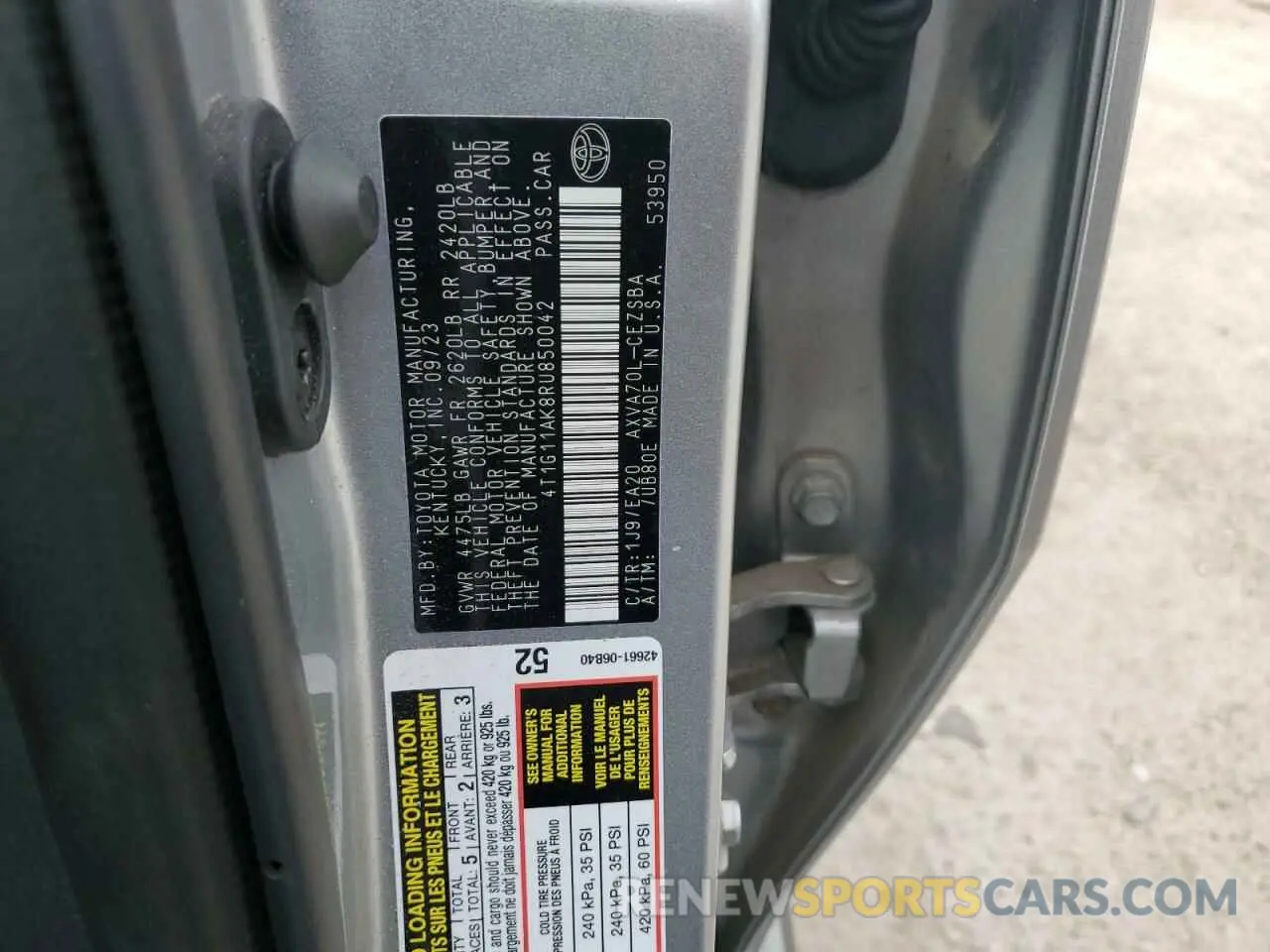 13 Photograph of a damaged car 4T1G11AK8RU850042 TOYOTA CAMRY 2024