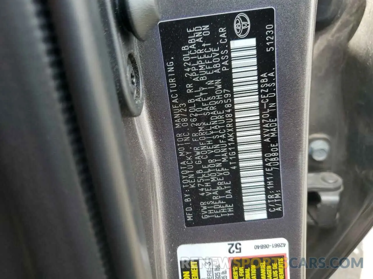 13 Фотография поврежденного автомобиля 4T1G11AKXRU848597 TOYOTA CAMRY 2024