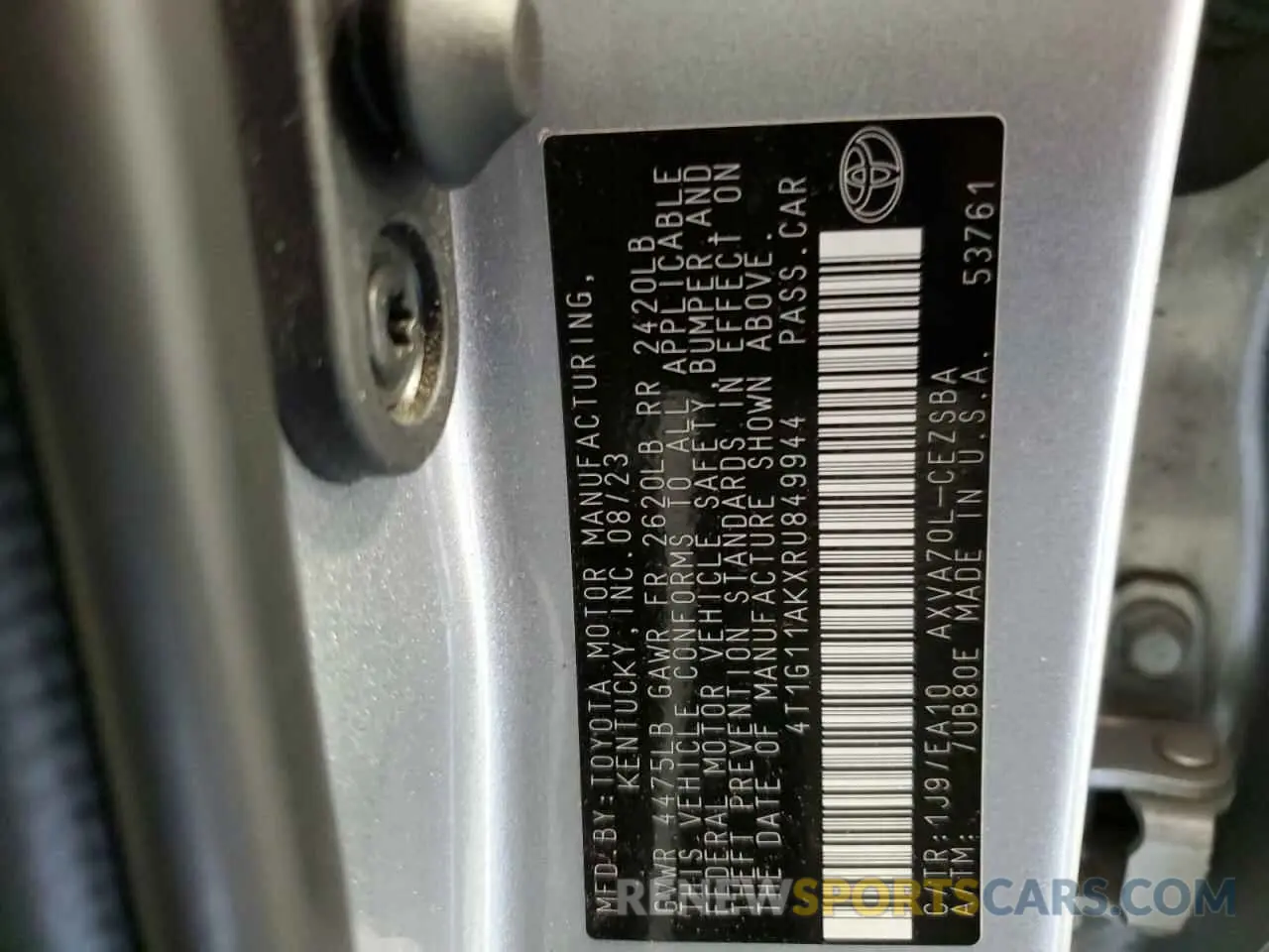 12 Photograph of a damaged car 4T1G11AKXRU849944 TOYOTA CAMRY 2024