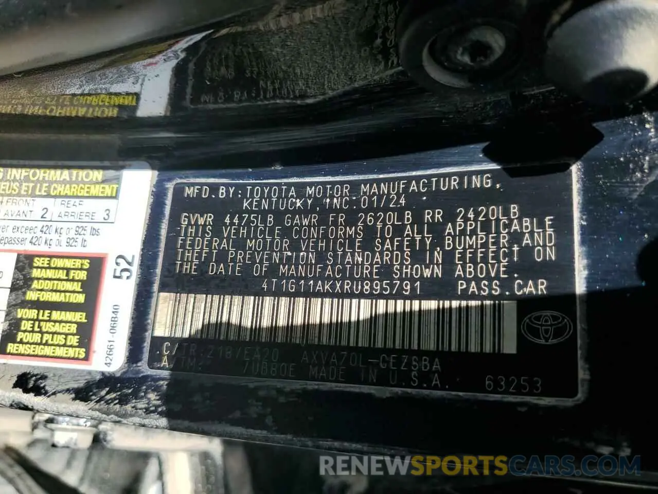 13 Photograph of a damaged car 4T1G11AKXRU895791 TOYOTA CAMRY 2024