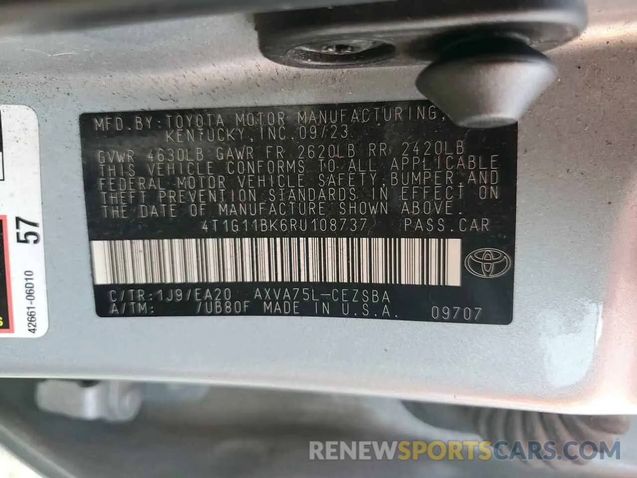 13 Photograph of a damaged car 4T1G11BK6RU108737 TOYOTA CAMRY 2024