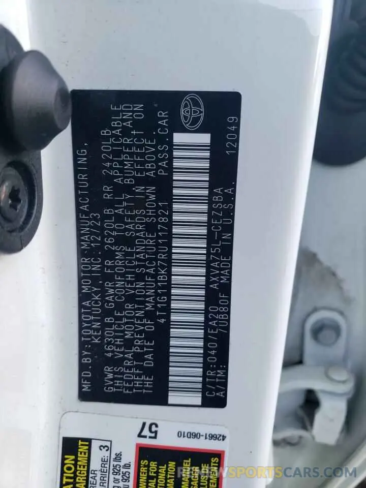 12 Фотография поврежденного автомобиля 4T1G11BK7RU117821 TOYOTA CAMRY 2024
