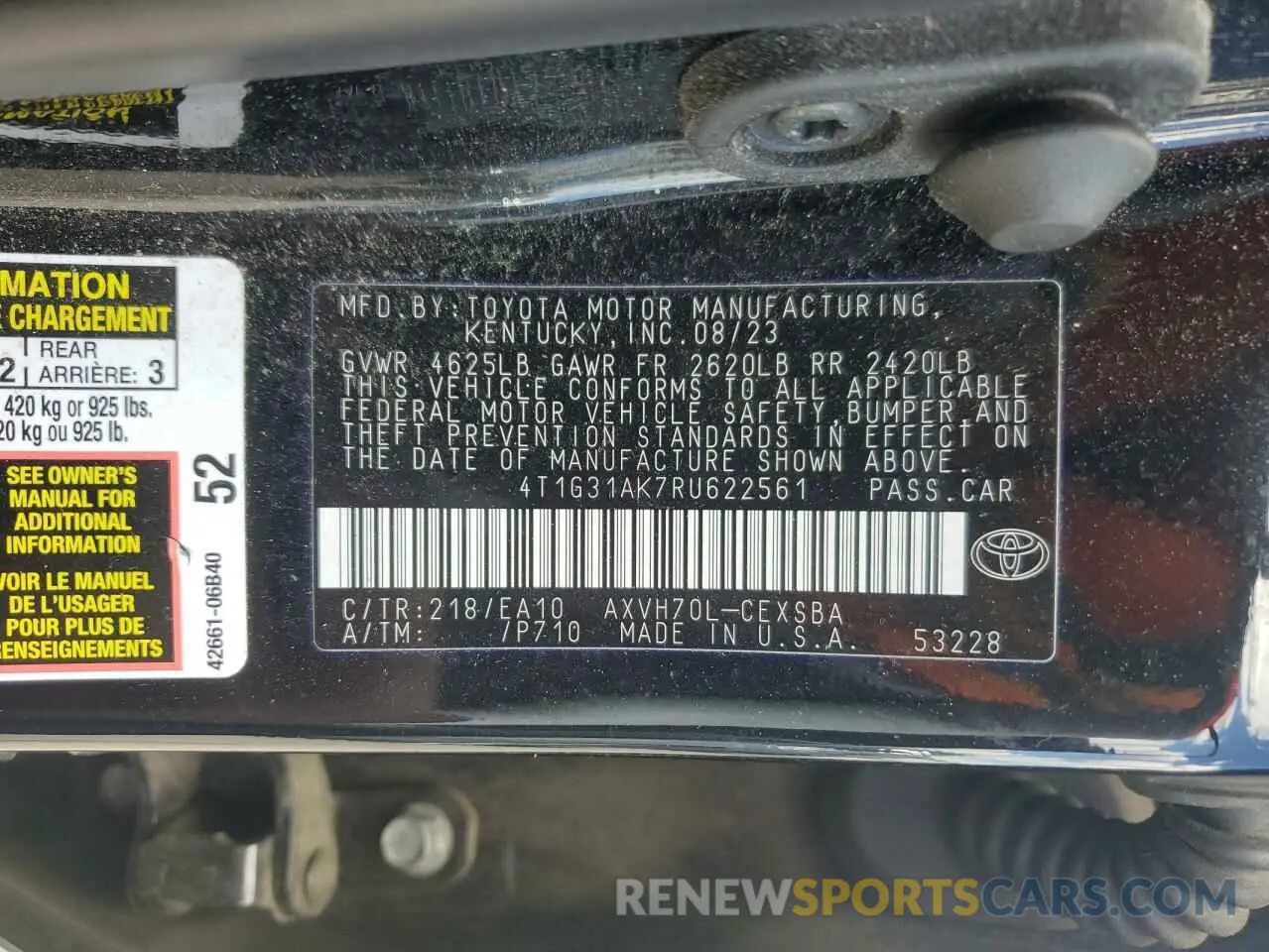 12 Photograph of a damaged car 4T1G31AK7RU622561 TOYOTA CAMRY 2024
