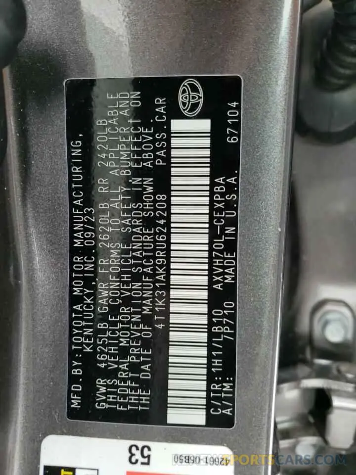 12 Photograph of a damaged car 4T1K31AK9RU624208 TOYOTA CAMRY 2024