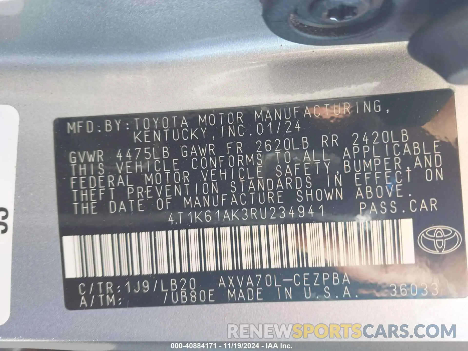 9 Фотография поврежденного автомобиля 4T1K61AK3RU234941 TOYOTA CAMRY 2024