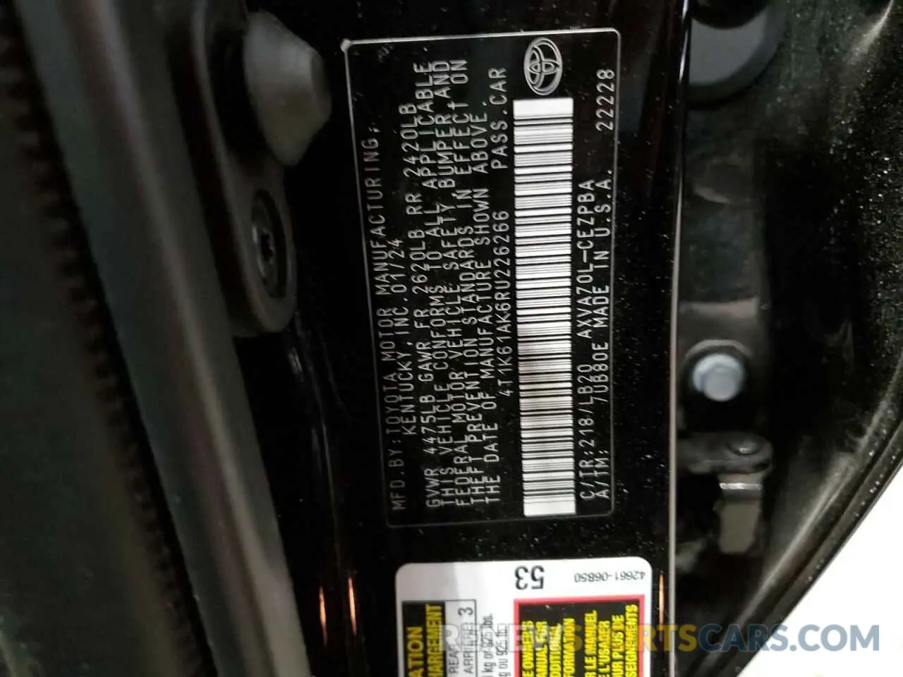 12 Фотография поврежденного автомобиля 4T1K61AK6RU226266 TOYOTA CAMRY 2024