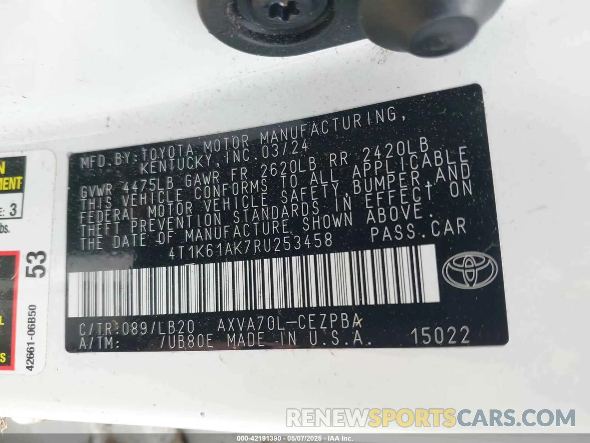 9 Photograph of a damaged car 4T1K61AK7RU253458 TOYOTA CAMRY 2024