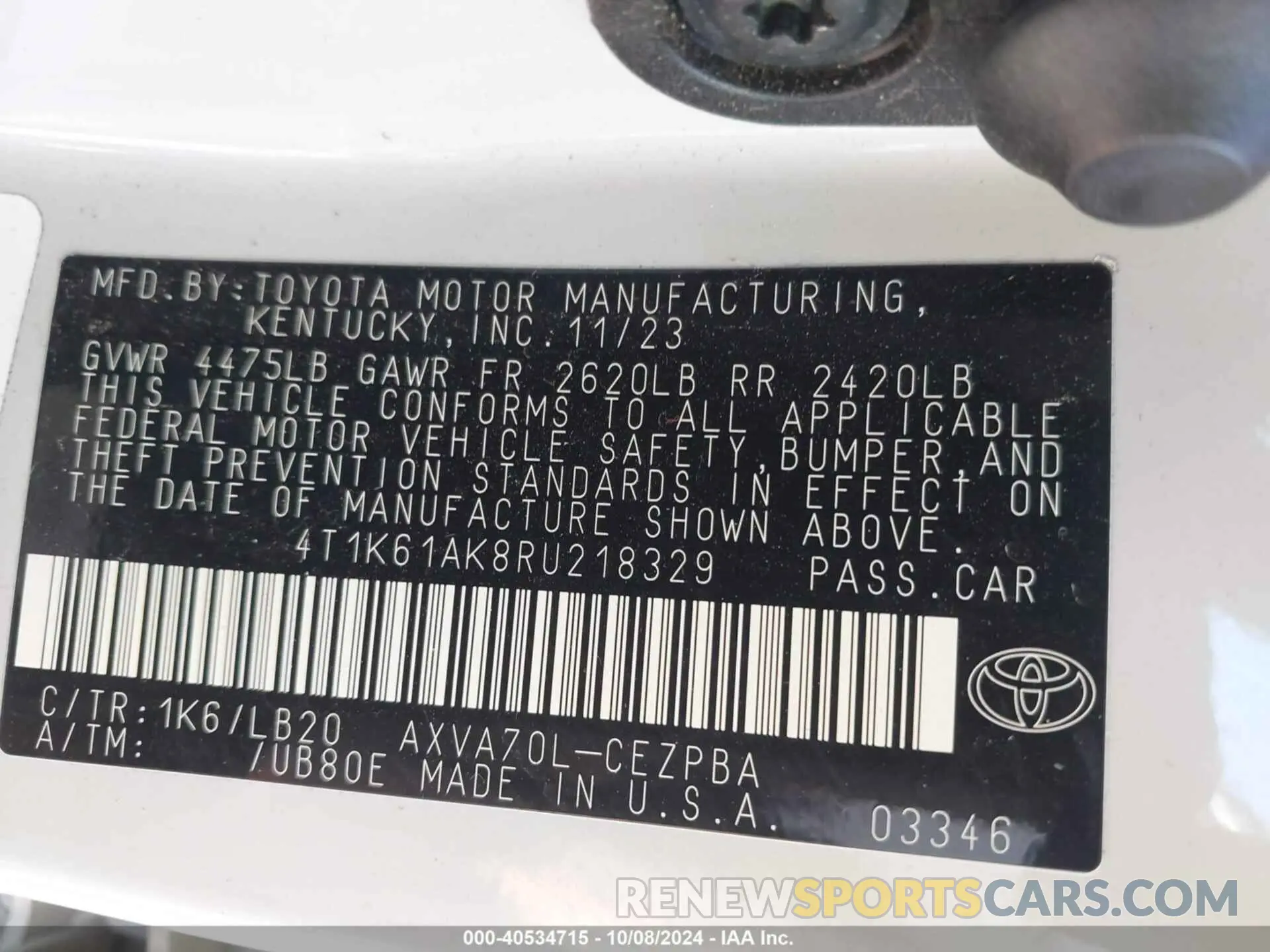 9 Фотография поврежденного автомобиля 4T1K61AK8RU218329 TOYOTA CAMRY 2024