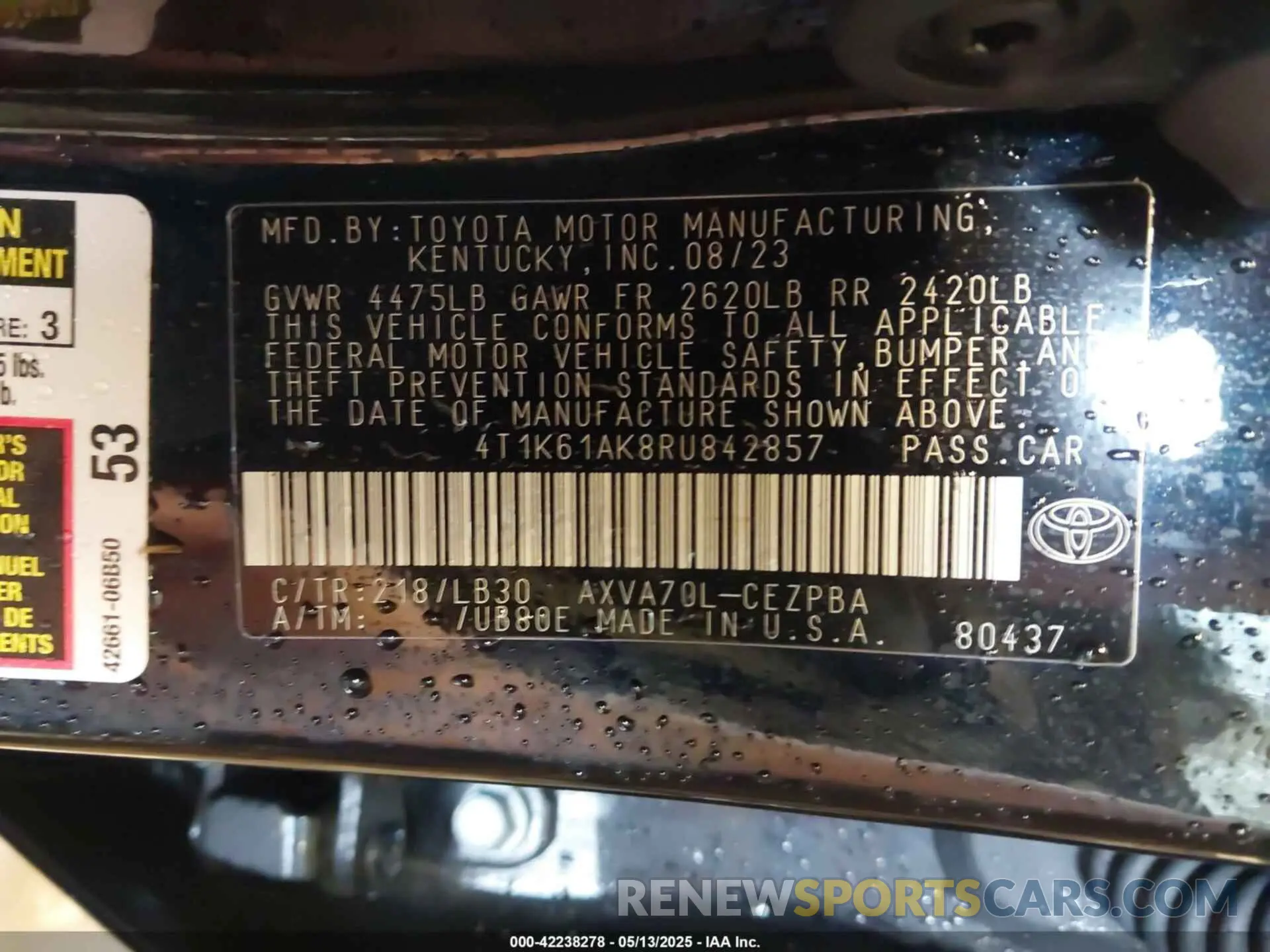 9 Photograph of a damaged car 4T1K61AK8RU842857 TOYOTA CAMRY 2024