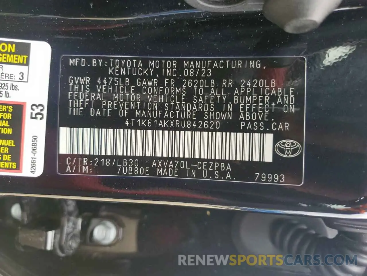 12 Photograph of a damaged car 4T1K61AKXRU842620 TOYOTA CAMRY 2024