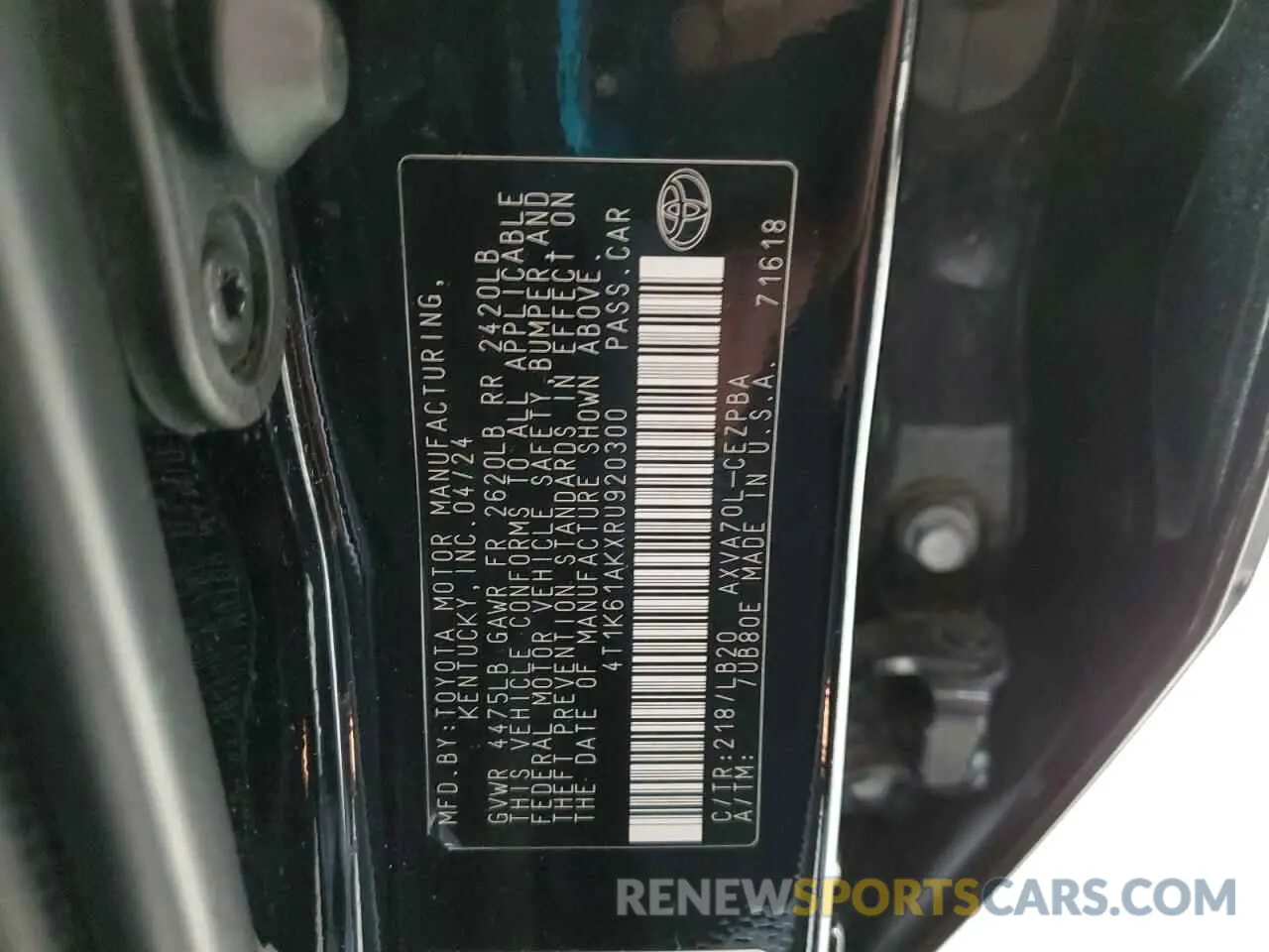 12 Фотография поврежденного автомобиля 4T1K61AKXRU920300 TOYOTA CAMRY 2024