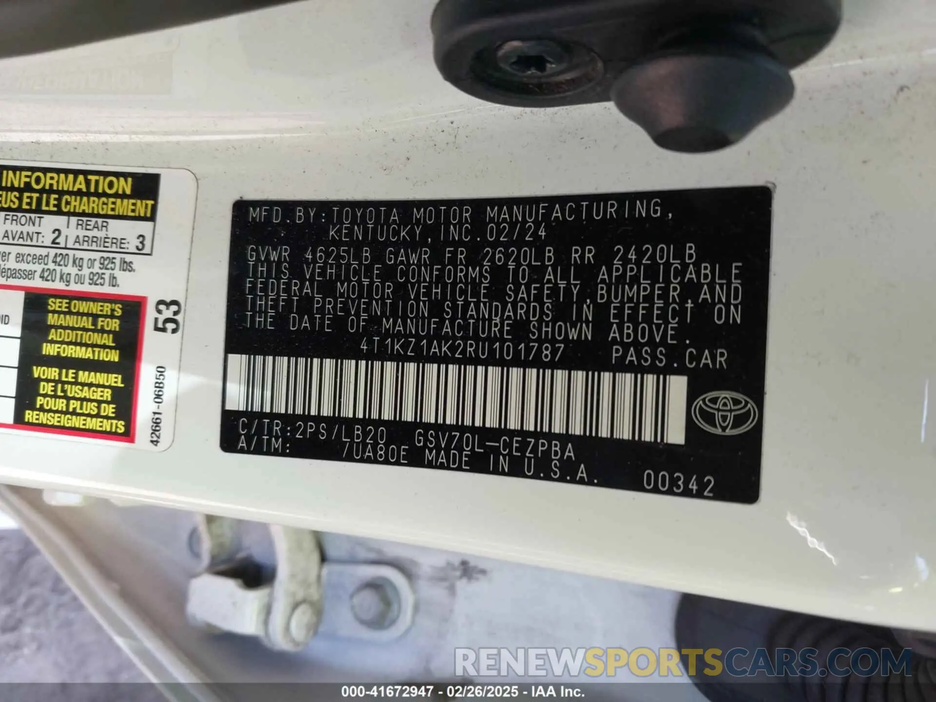 9 Photograph of a damaged car 4T1KZ1AK2RU101787 TOYOTA CAMRY 2024