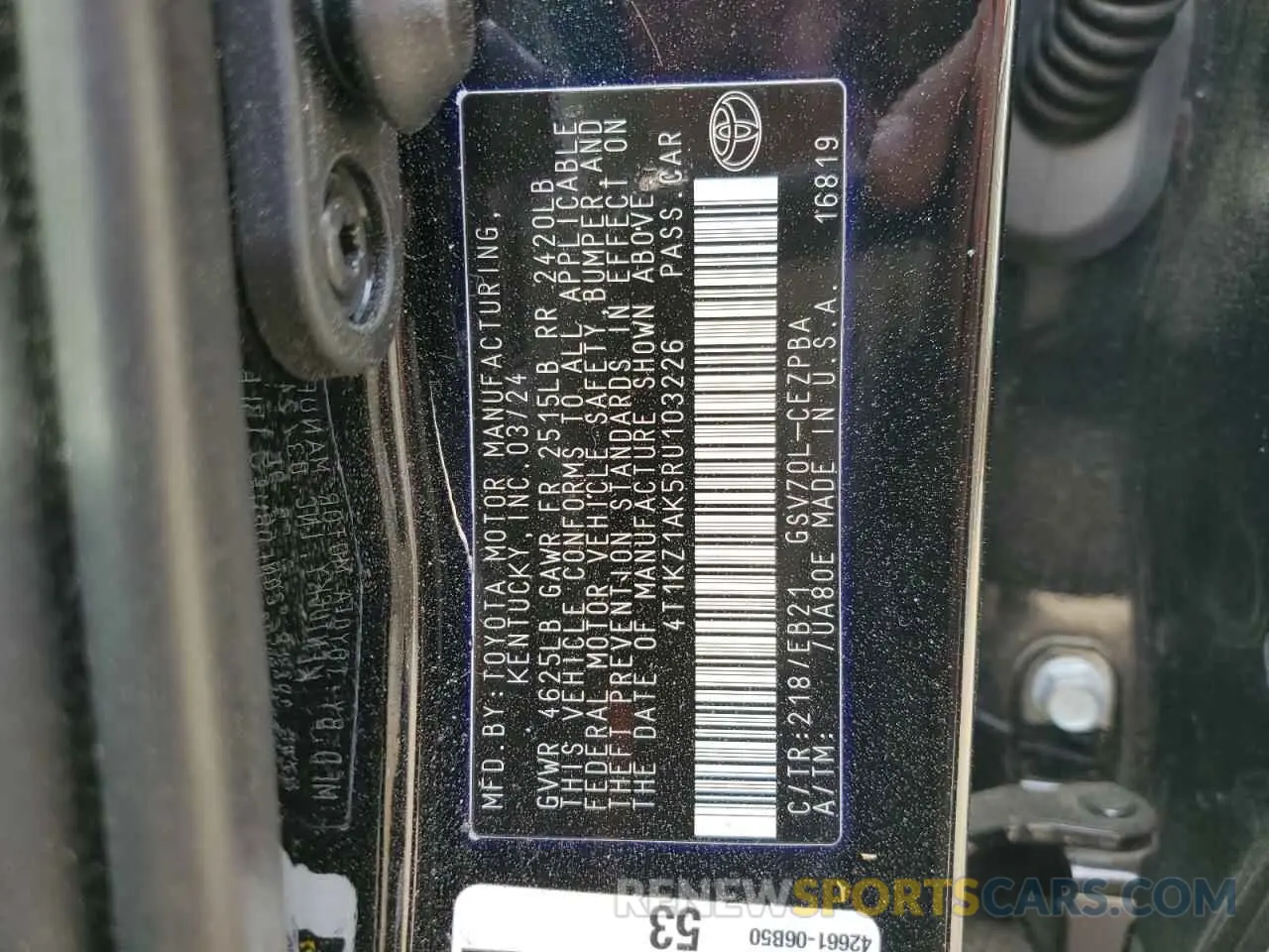 12 Фотография поврежденного автомобиля 4T1KZ1AK5RU103226 TOYOTA CAMRY 2024