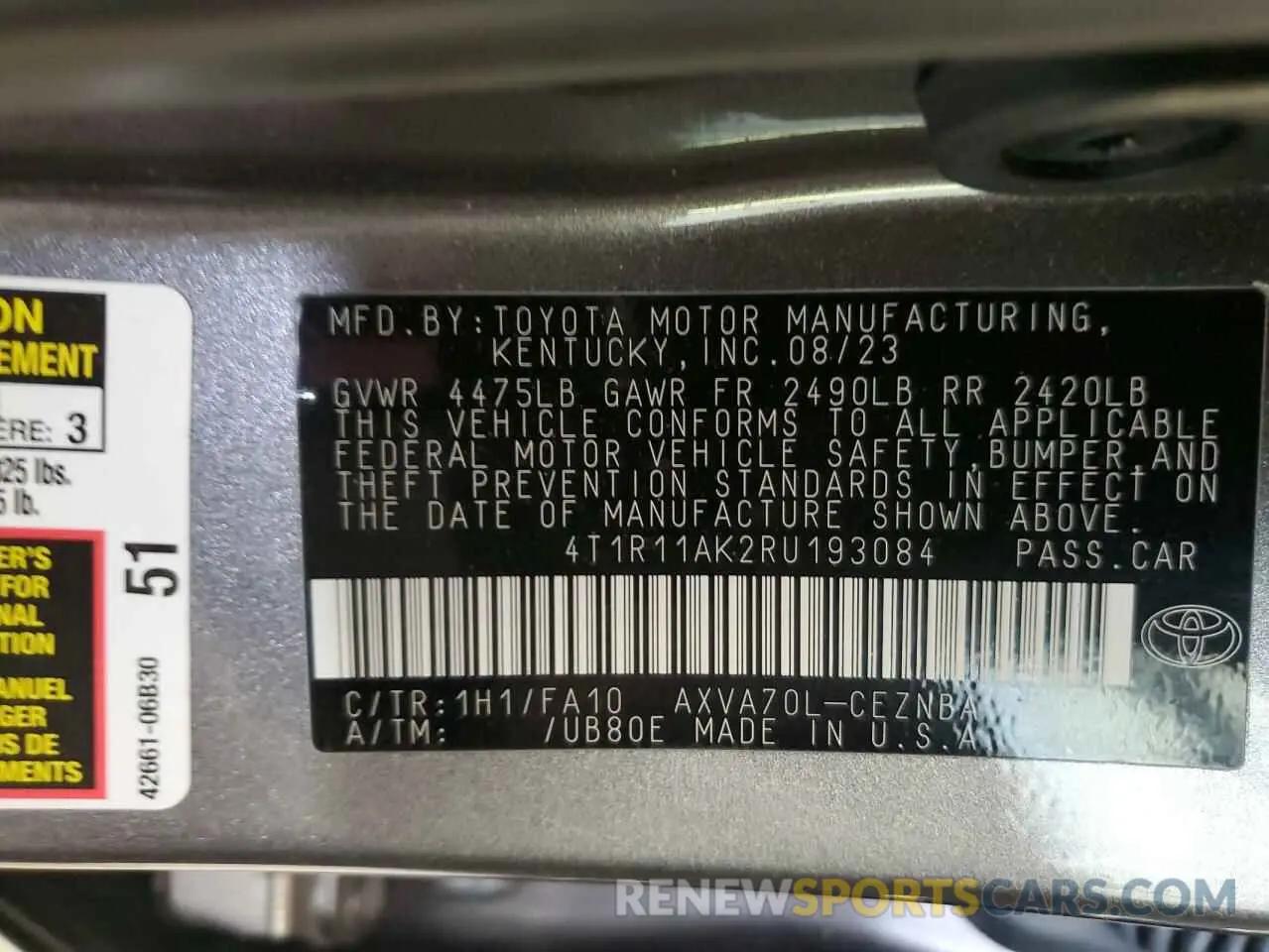 13 Фотография поврежденного автомобиля 4T1R11AK2RU193084 TOYOTA CAMRY 2024