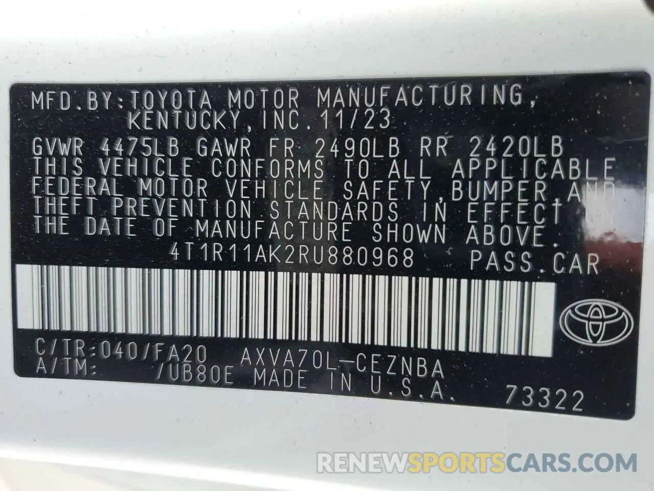 12 Photograph of a damaged car 4T1R11AK2RU880968 TOYOTA CAMRY 2024