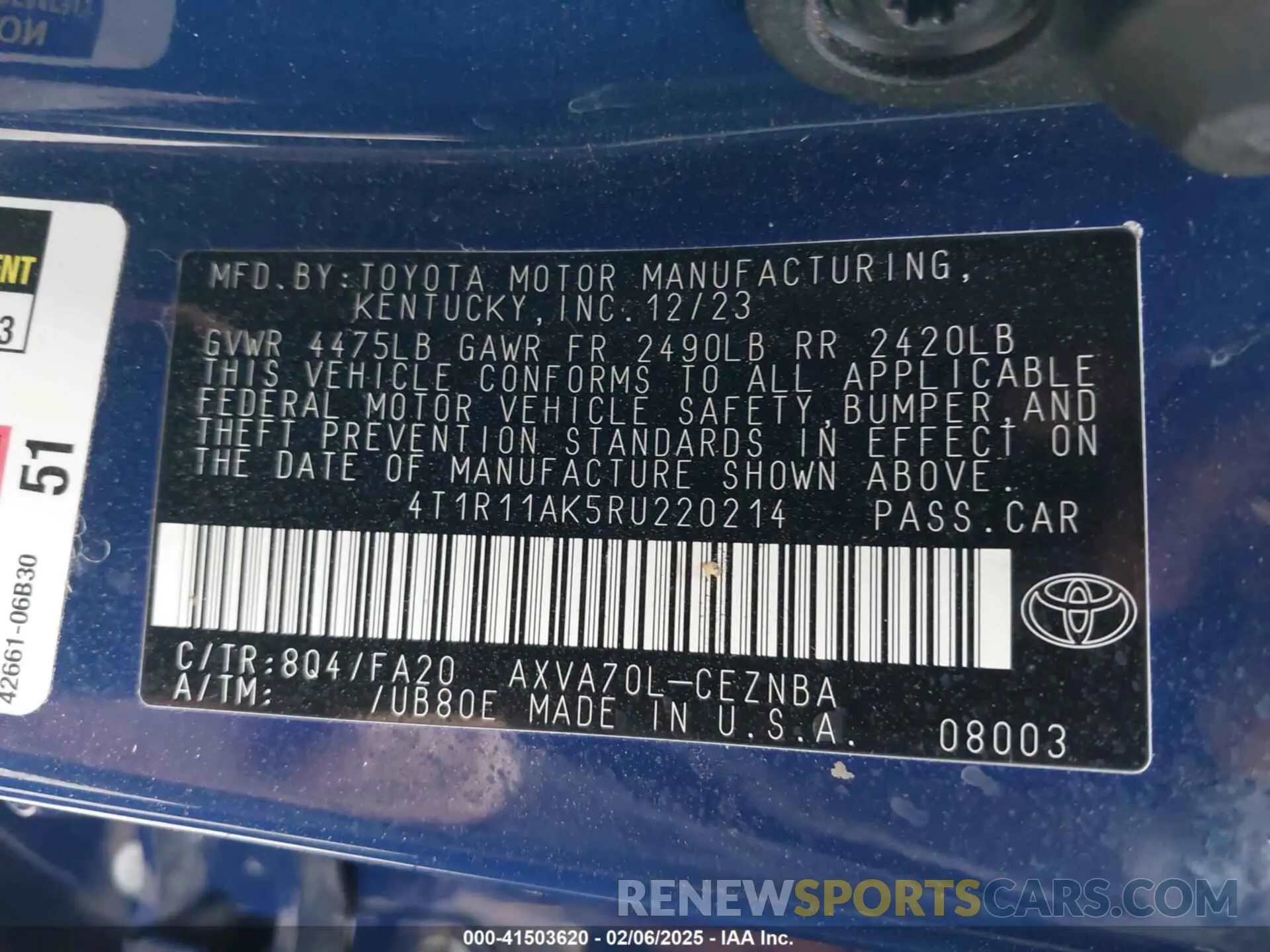 9 Photograph of a damaged car 4T1R11AK5RU220214 TOYOTA CAMRY 2024