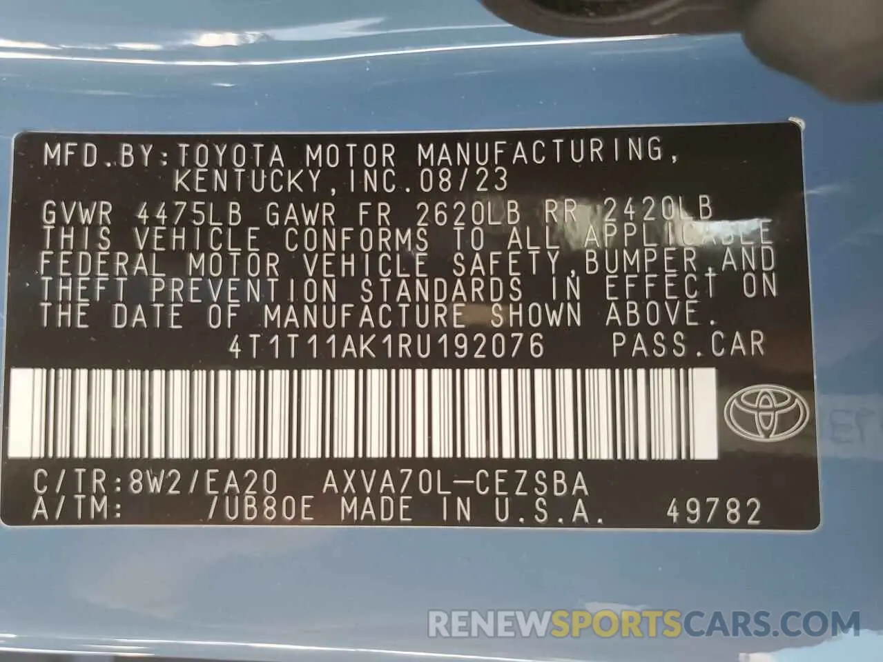 12 Фотография поврежденного автомобиля 4T1T11AK1RU192076 TOYOTA CAMRY 2024
