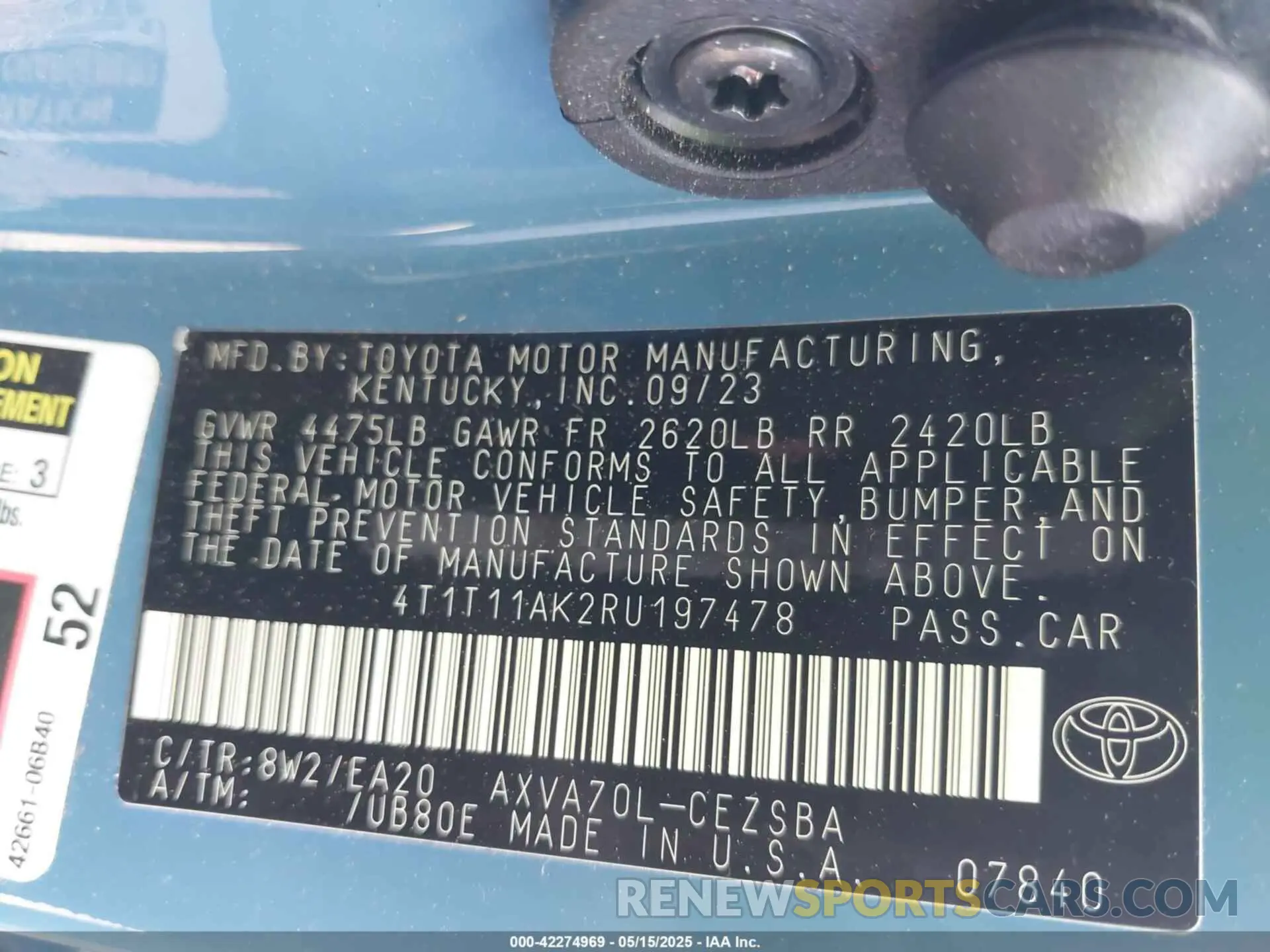 9 Фотография поврежденного автомобиля 4T1T11AK2RU197478 TOYOTA CAMRY 2024