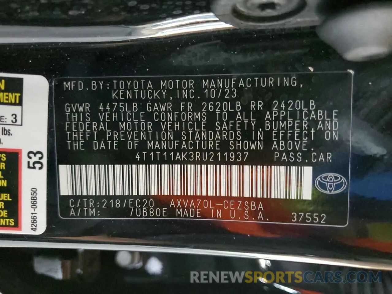 13 Фотография поврежденного автомобиля 4T1T11AK3RU211937 TOYOTA CAMRY 2024